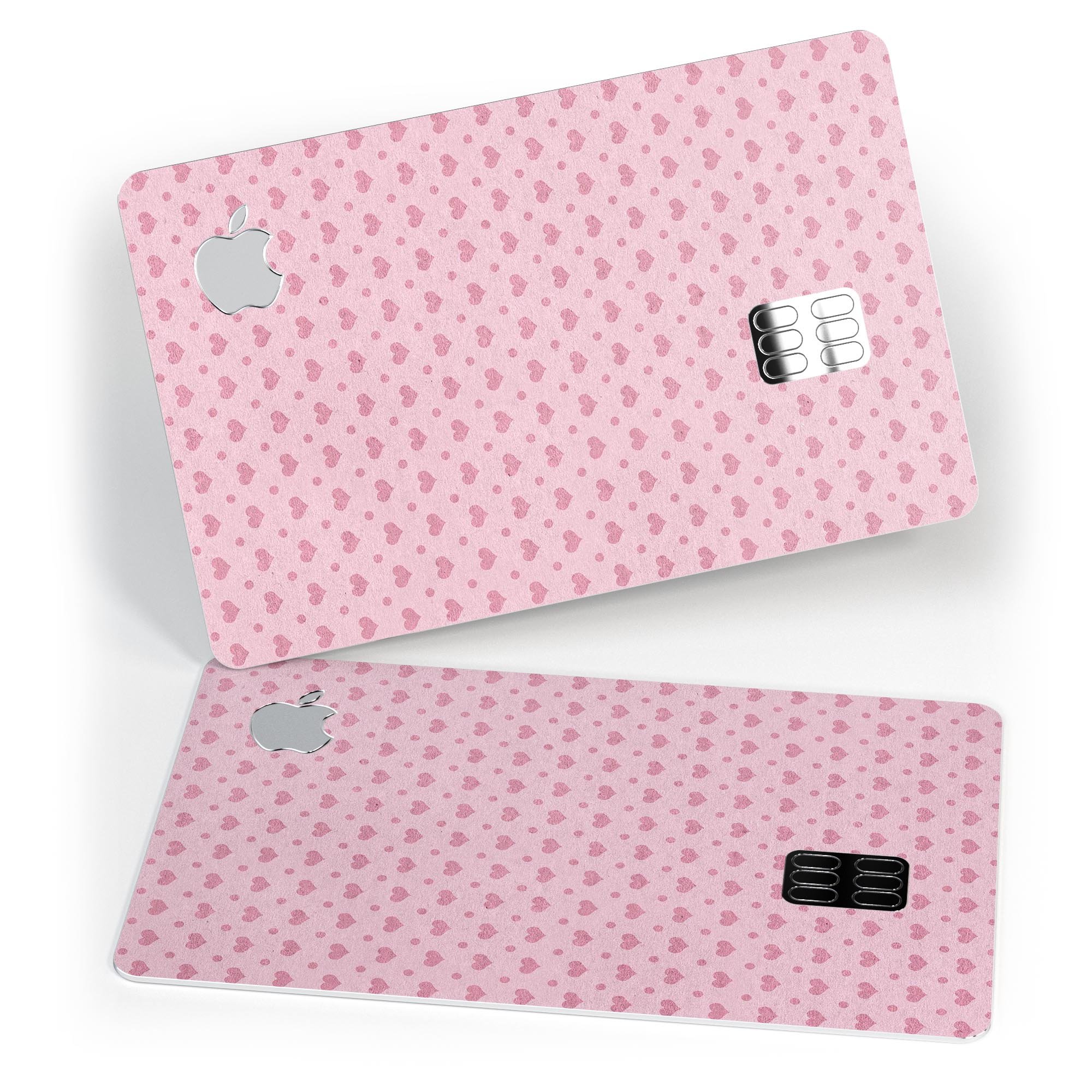 Micro Pink Hearts decal skin for Apple Card, featuring a pale pink background and vibrant heart design.