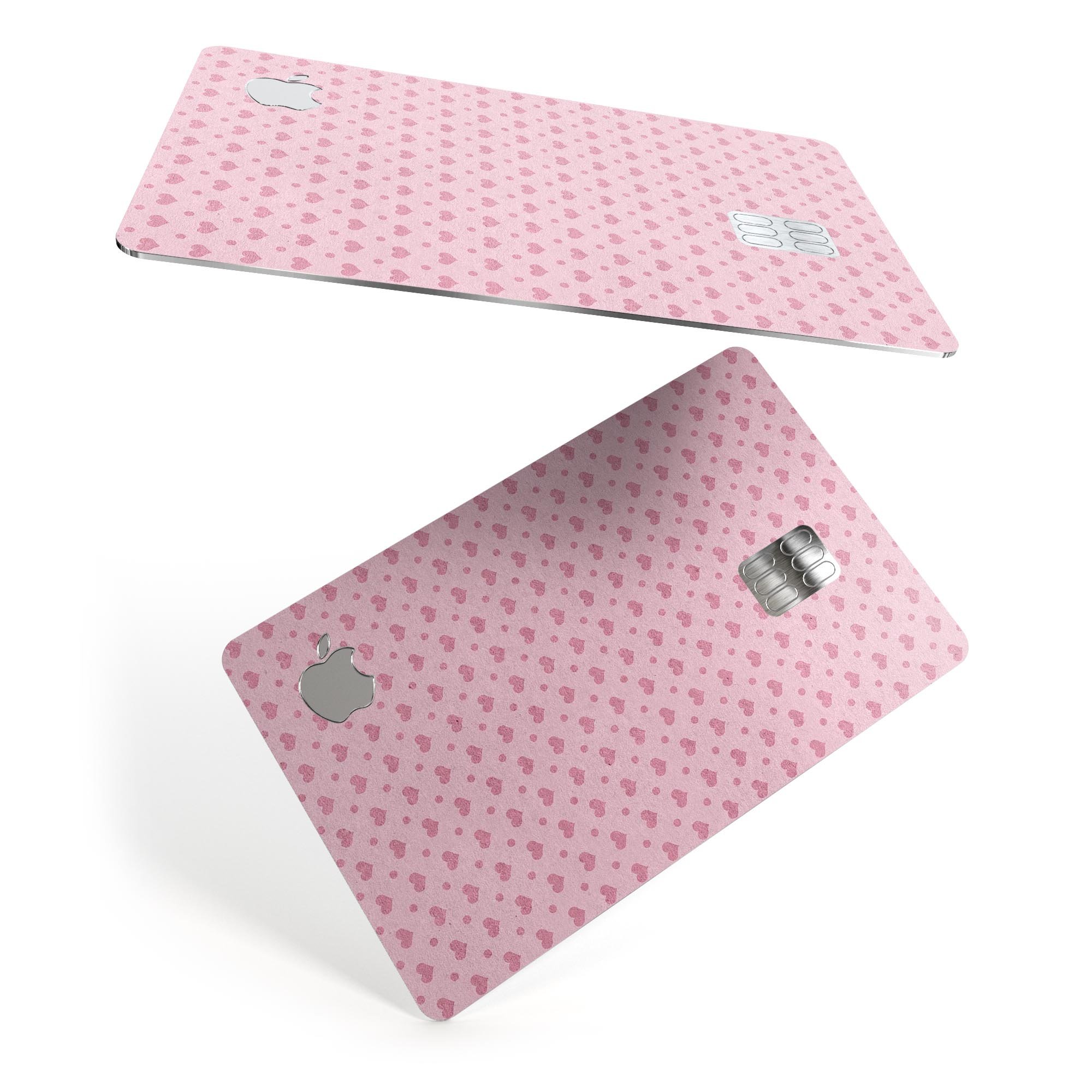 Micro Pink Hearts decal skin for Apple Card, featuring a pale pink background and vibrant heart design.