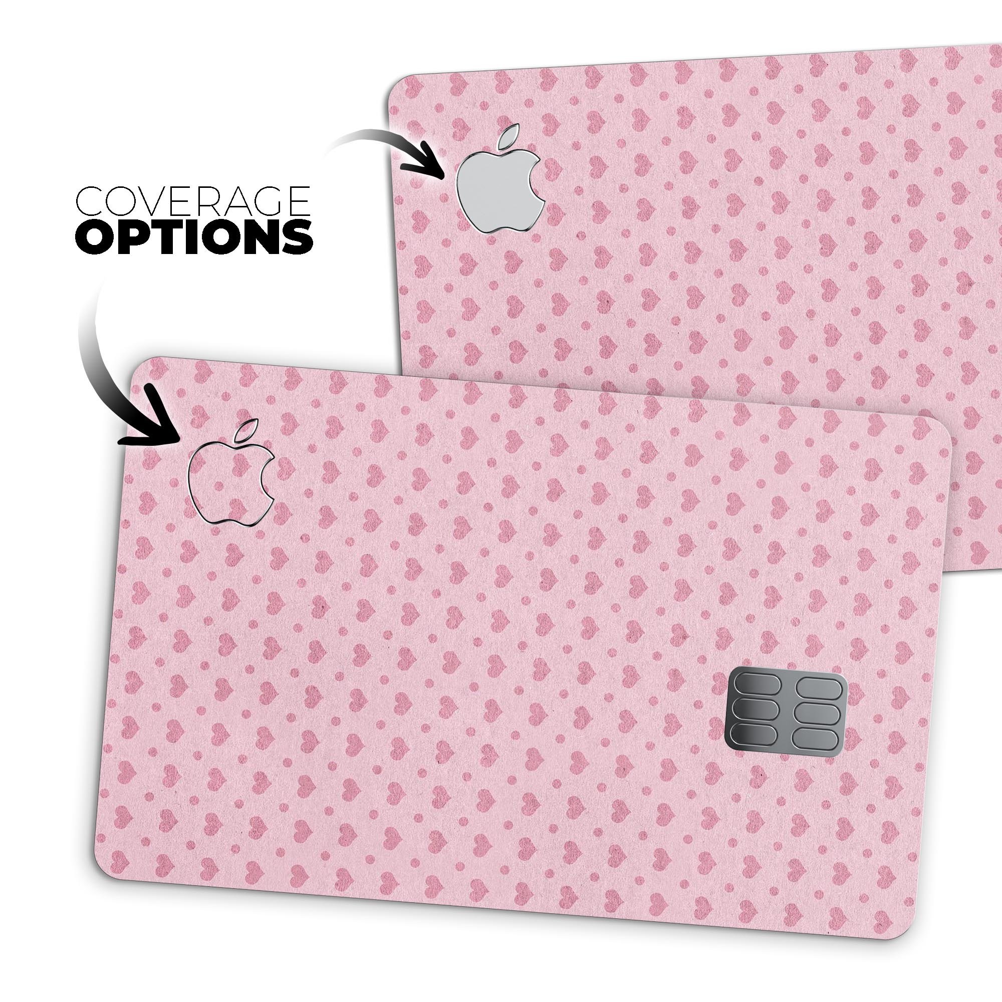 Micro Pink Hearts decal skin for Apple Card, featuring a pale pink background and vibrant heart design.