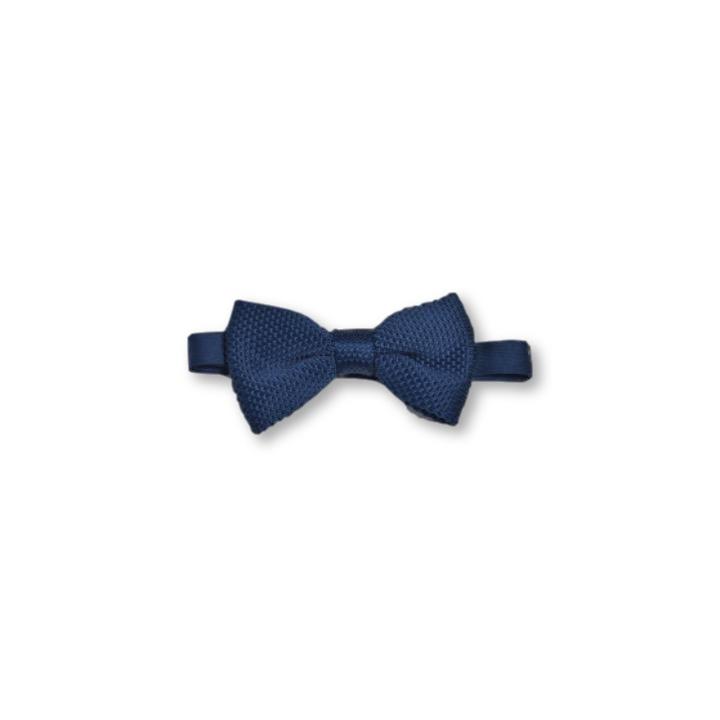 Midnight Blue Children's Knitted Bow Tie, featuring a soft polyester fabric with a classic knitted design, perfect for ages 2-11.