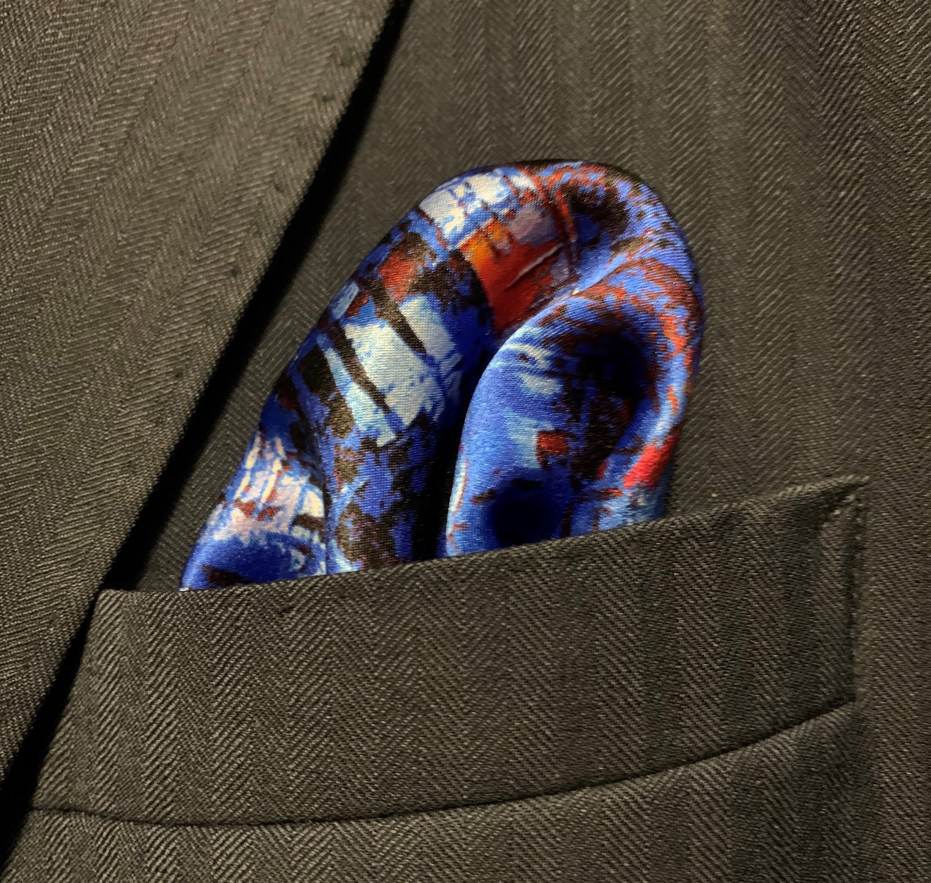 Midnight in Paris Pocket Square featuring intricate designs inspired by the enchanting city at night.