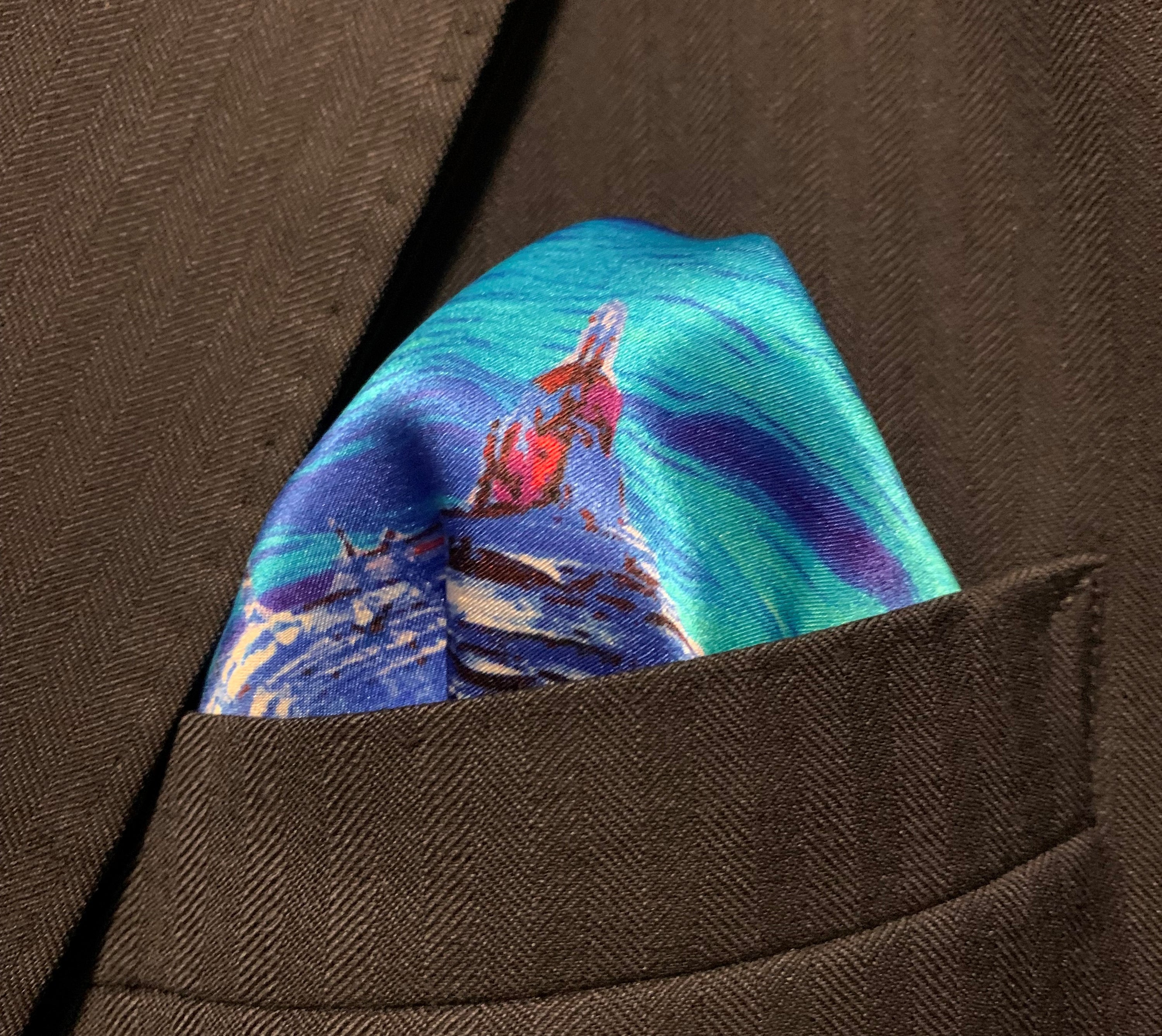 Midnight in Paris Pocket Square featuring intricate designs inspired by the enchanting city at night.