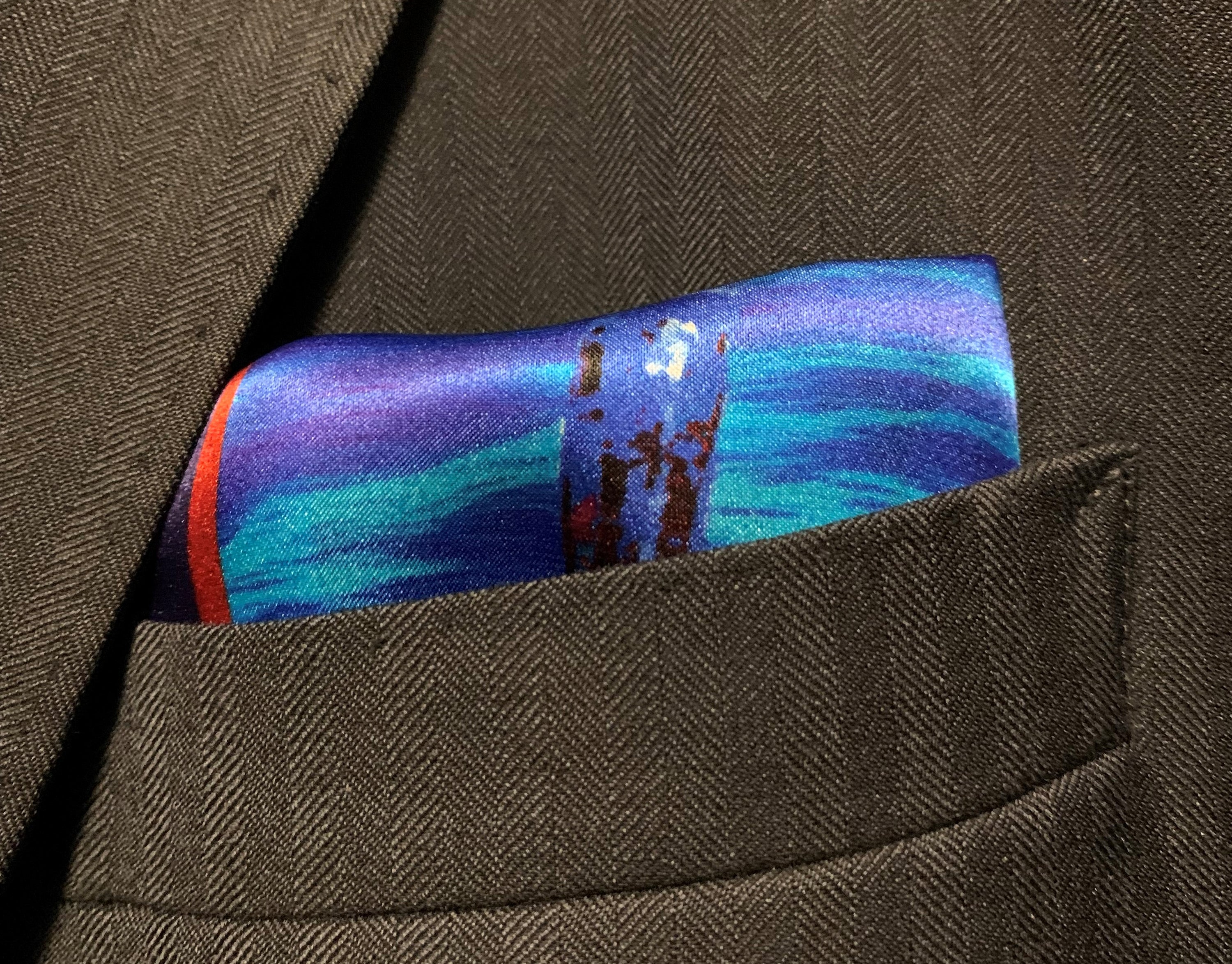 Midnight in Paris Pocket Square featuring intricate designs inspired by the enchanting city at night.