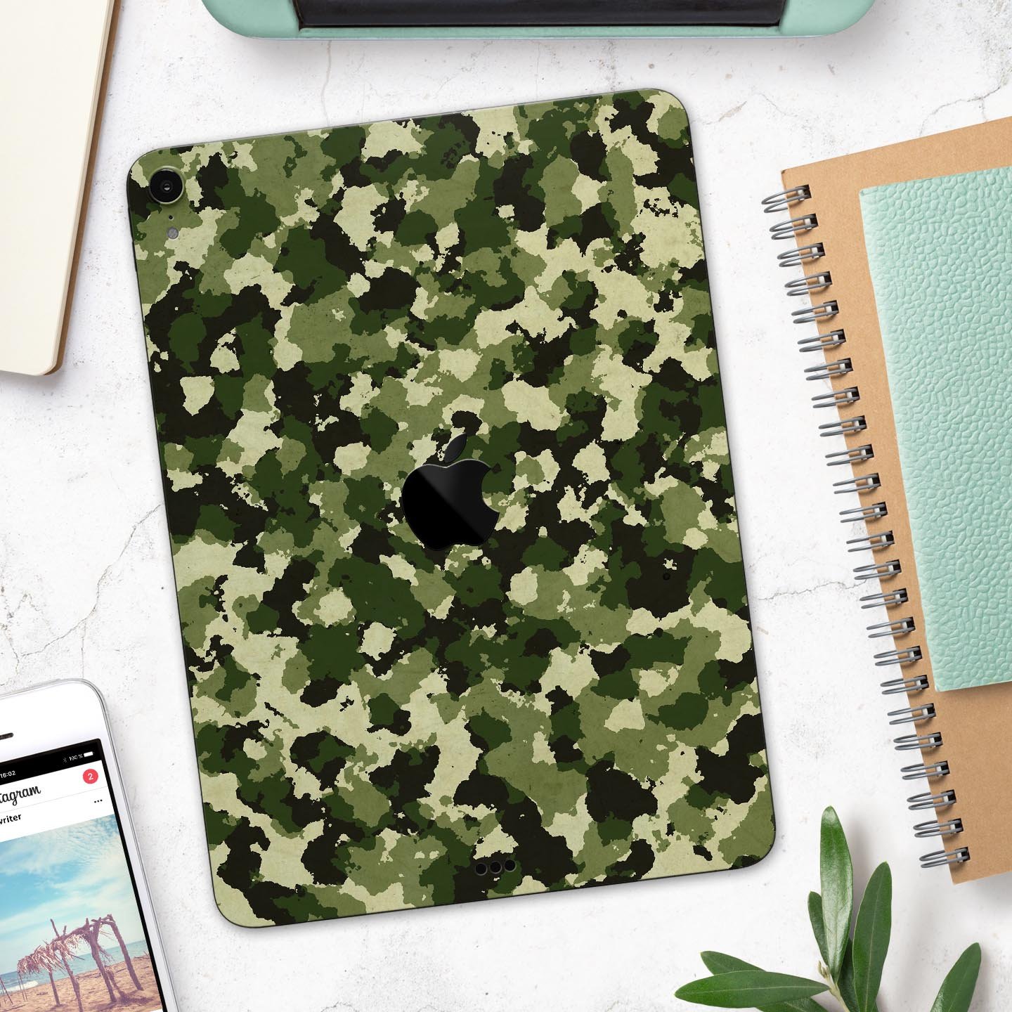 Military Camouflage V1 skin decal for Apple iPad Pro, showcasing a stylish camouflage design with a smooth finish.