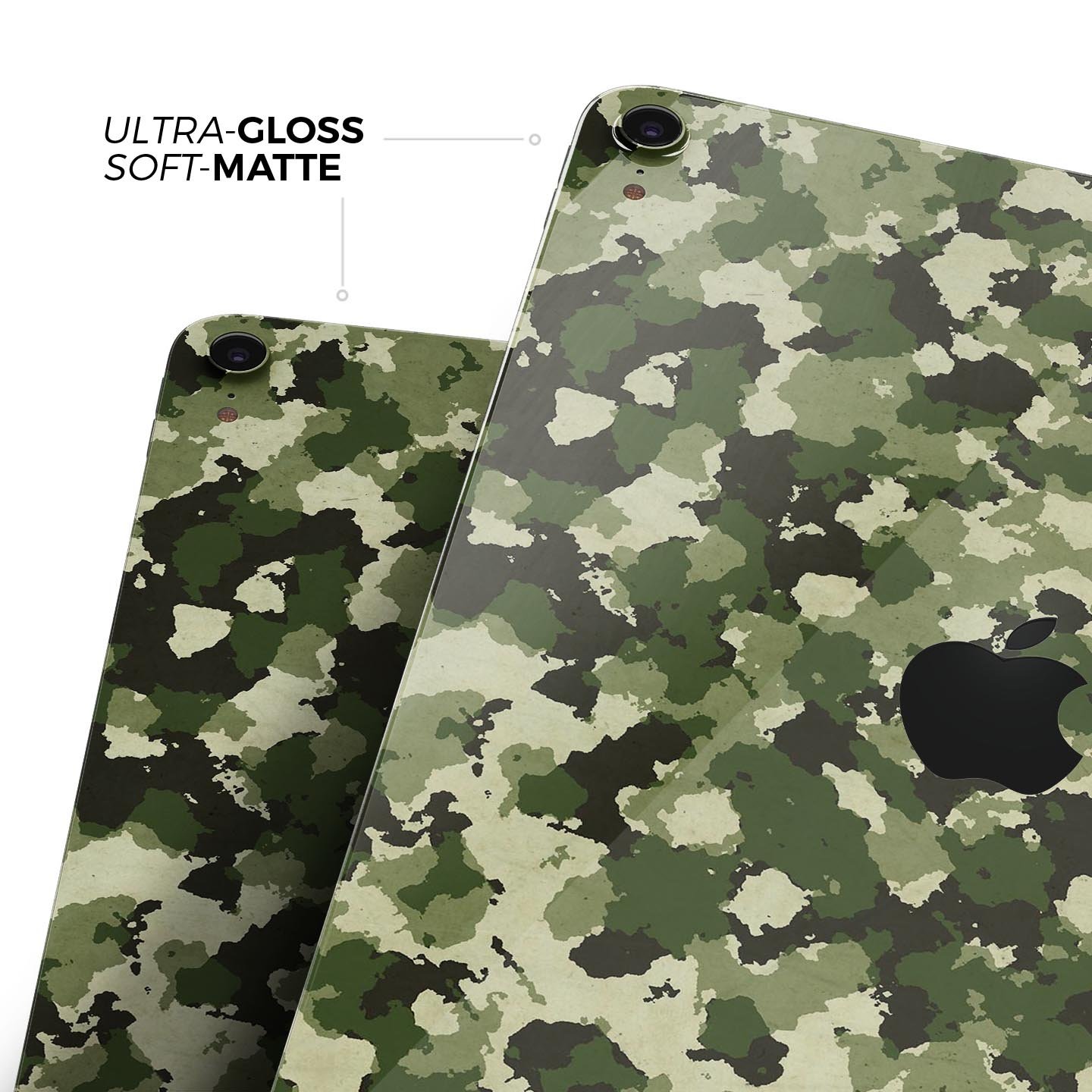 Military Camouflage V1 skin decal for Apple iPad Pro, showcasing a stylish camouflage design with a smooth finish.