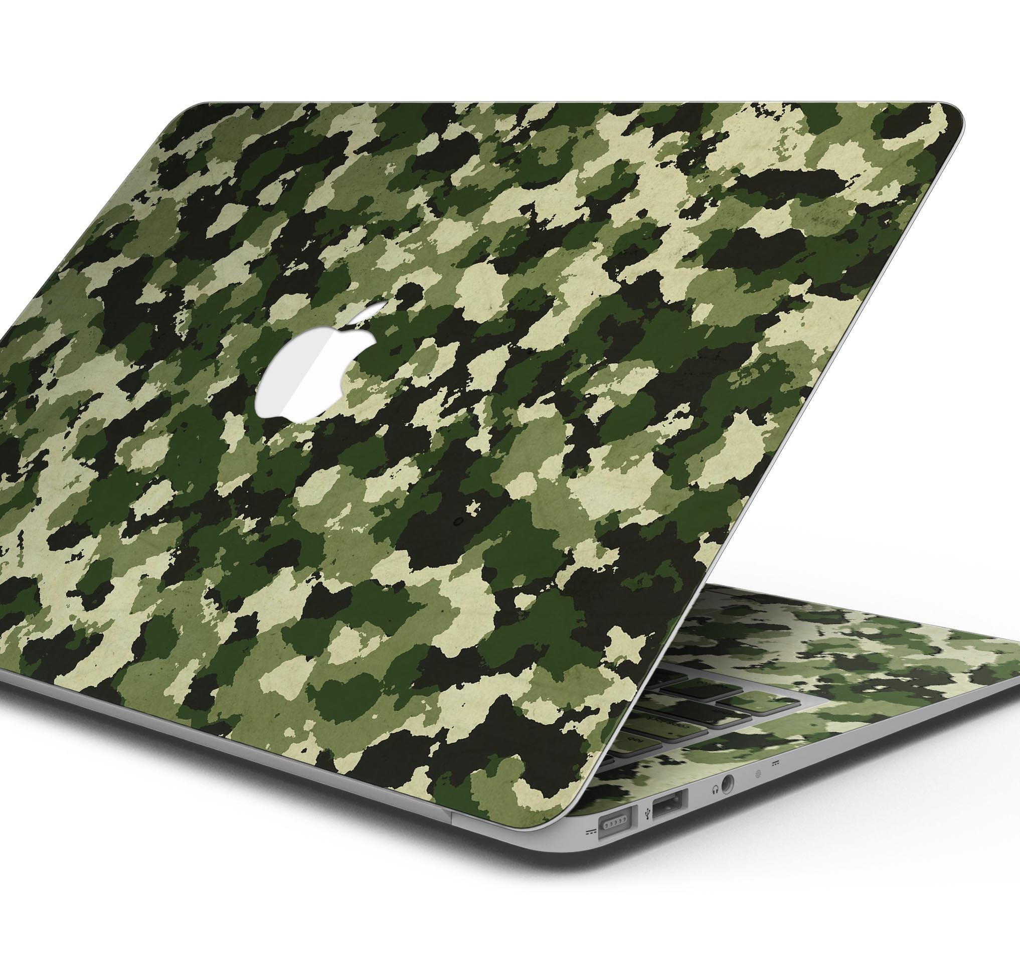 Military Camouflage V1 skin decal wrap kit for Apple MacBook, showcasing its stylish design and premium vinyl material.