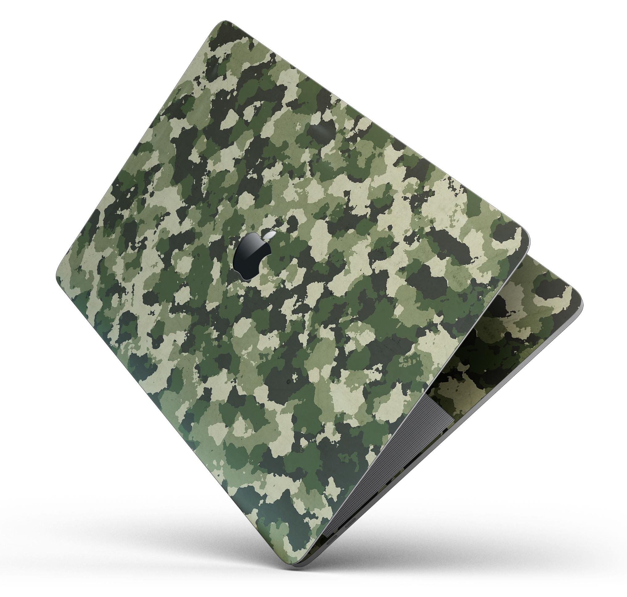 Military Camouflage V1 skin decal wrap kit for Apple MacBook, showcasing its stylish design and premium vinyl material.