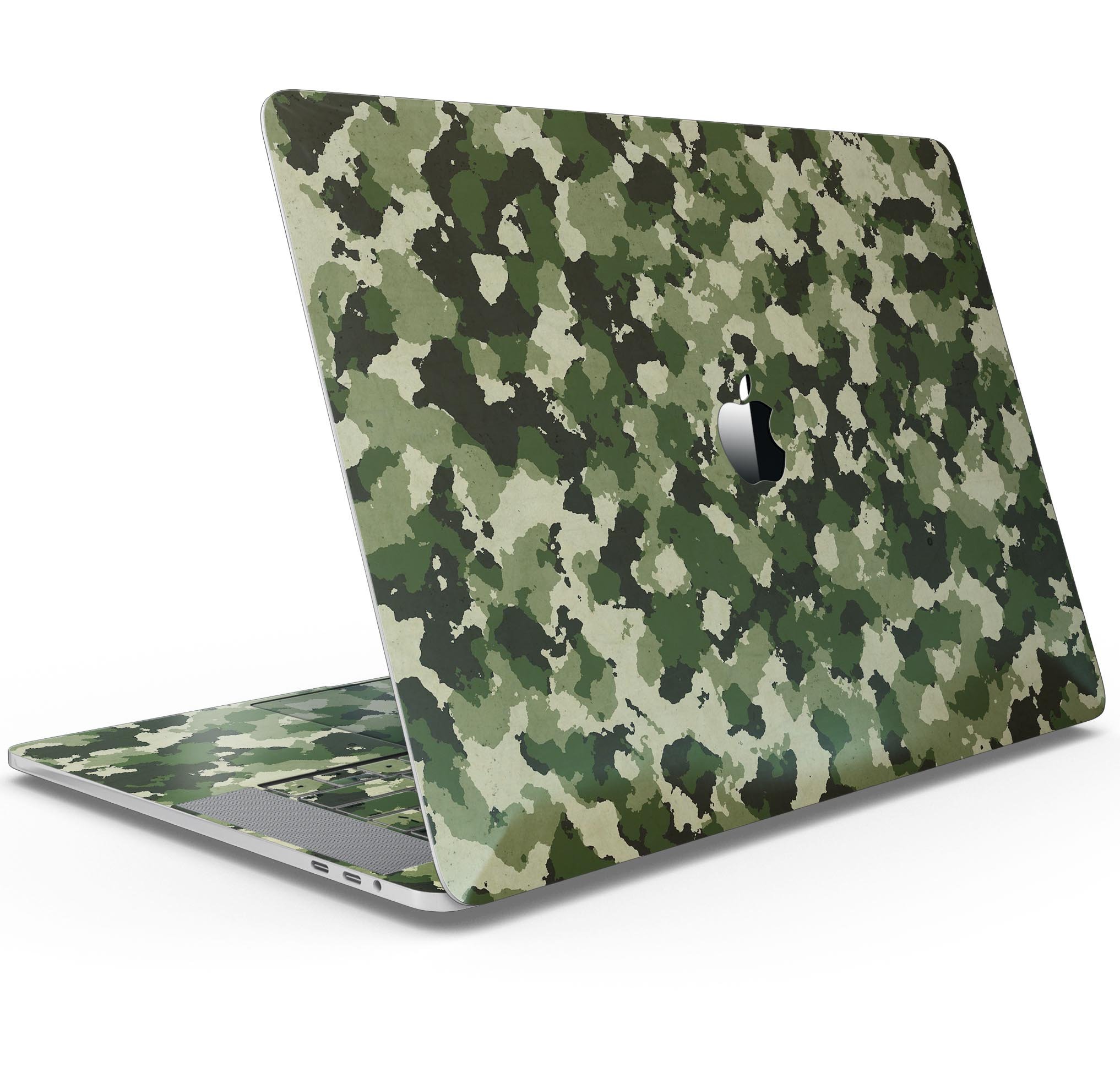 Military Camouflage V1 skin decal wrap kit for Apple MacBook, showcasing its stylish design and premium vinyl material.