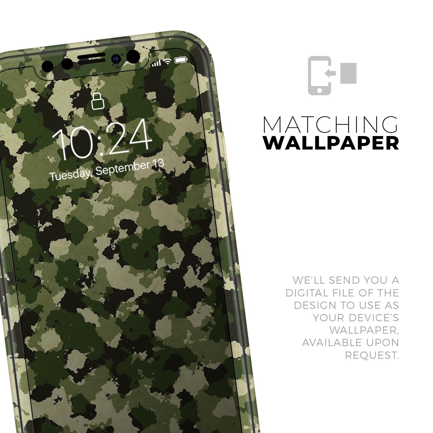 Military Camouflage V1 skin for Apple iPhone, showcasing a stylish camouflage pattern on a sleek device.