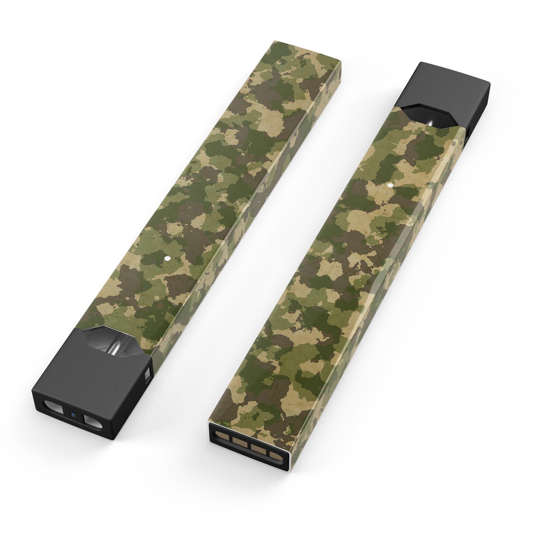 Military Camouflage V2 decal skin wrap for JUUL vaping device, showcasing a rugged design with precision cut fit.