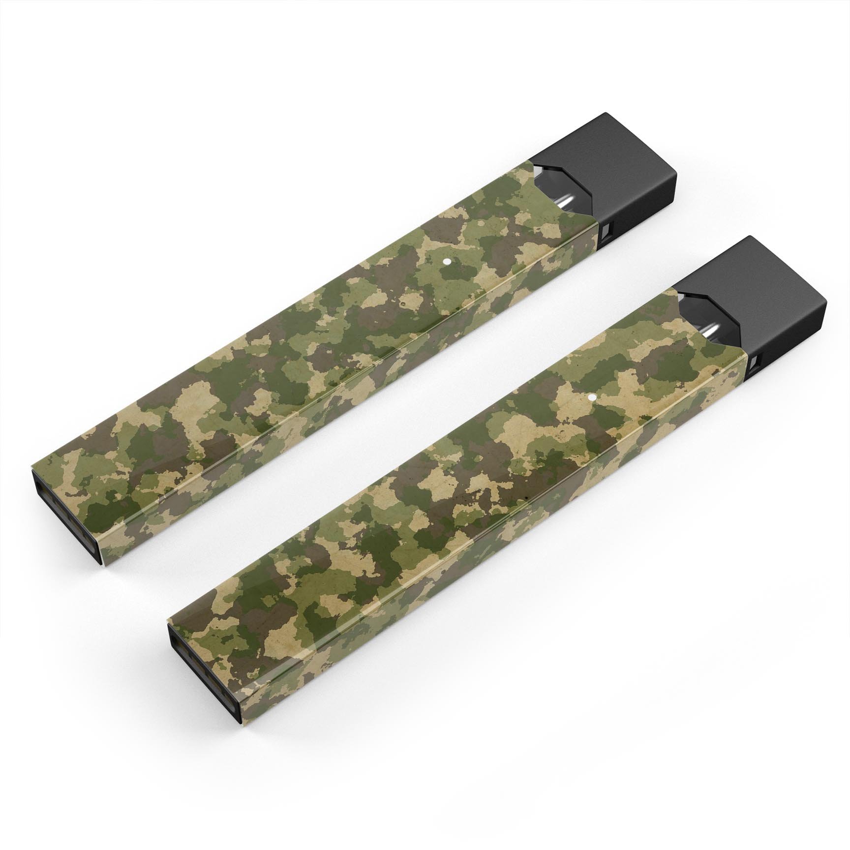 Military Camouflage V2 decal skin wrap for JUUL vaping device, showcasing a rugged design with precision cut fit.