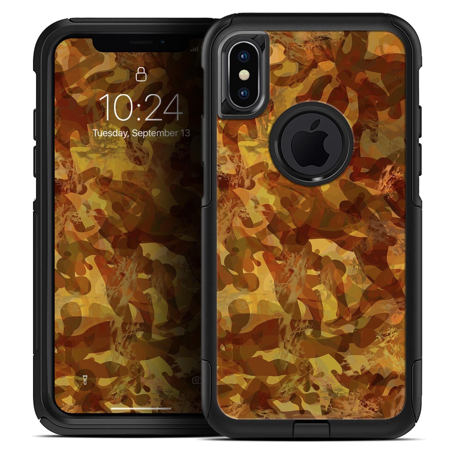 Military Jungle Camouflage V2 skin kit for iPhone OtterBox cases, showcasing a vibrant camouflage design and ultra-thin protection.