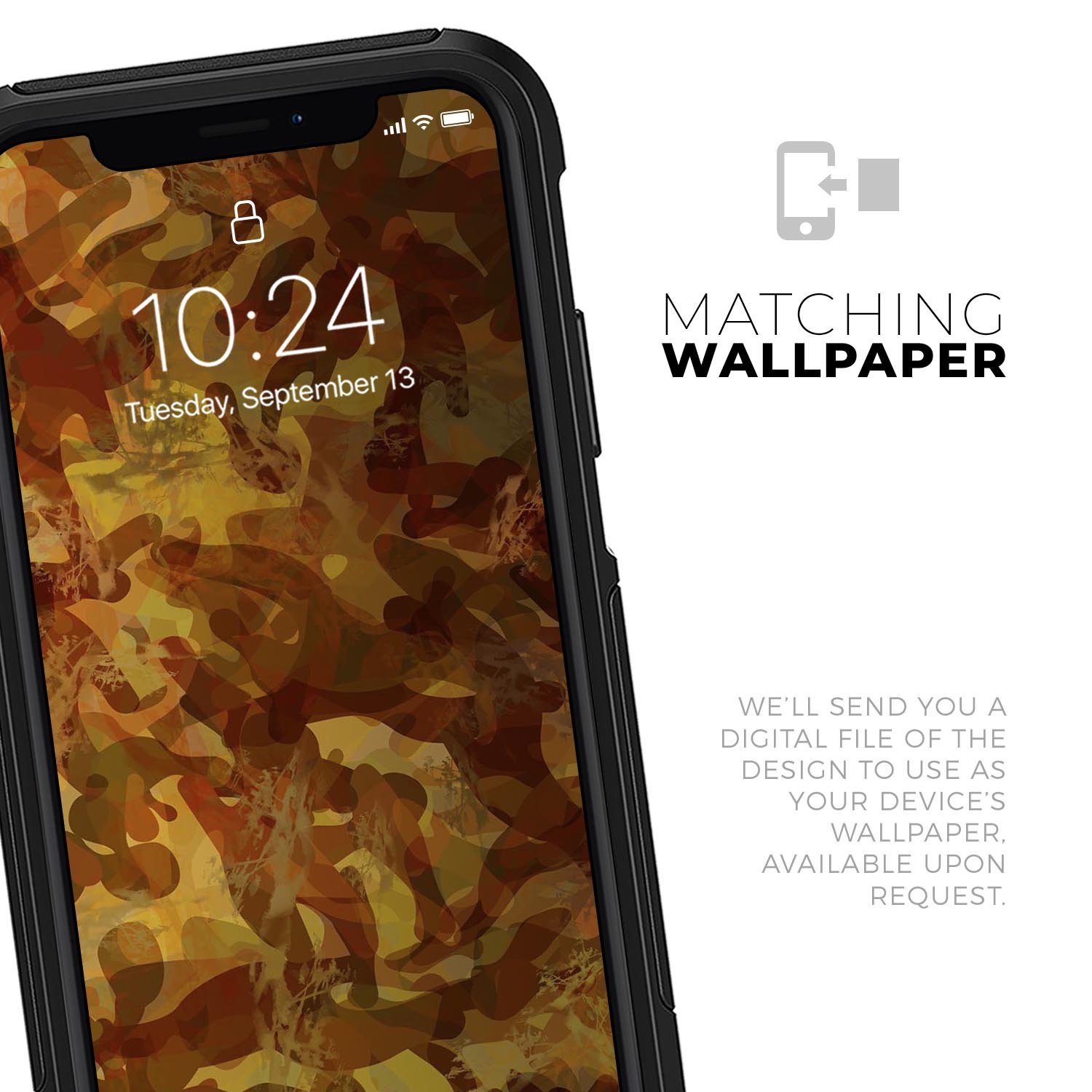 Military Jungle Camouflage V2 skin kit for iPhone OtterBox cases, showcasing a vibrant camouflage design and ultra-thin protection.