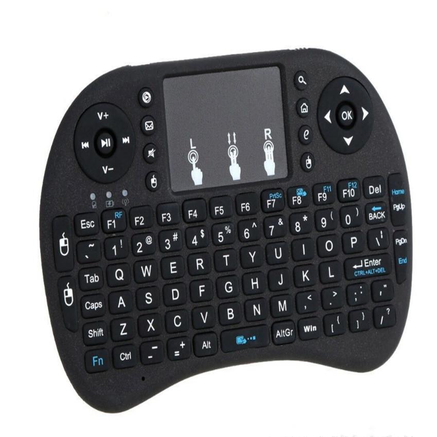 Mini 2.4GHz Wireless Backlit Keyboard with Touchpad, showcasing its compact design and illuminated keys.