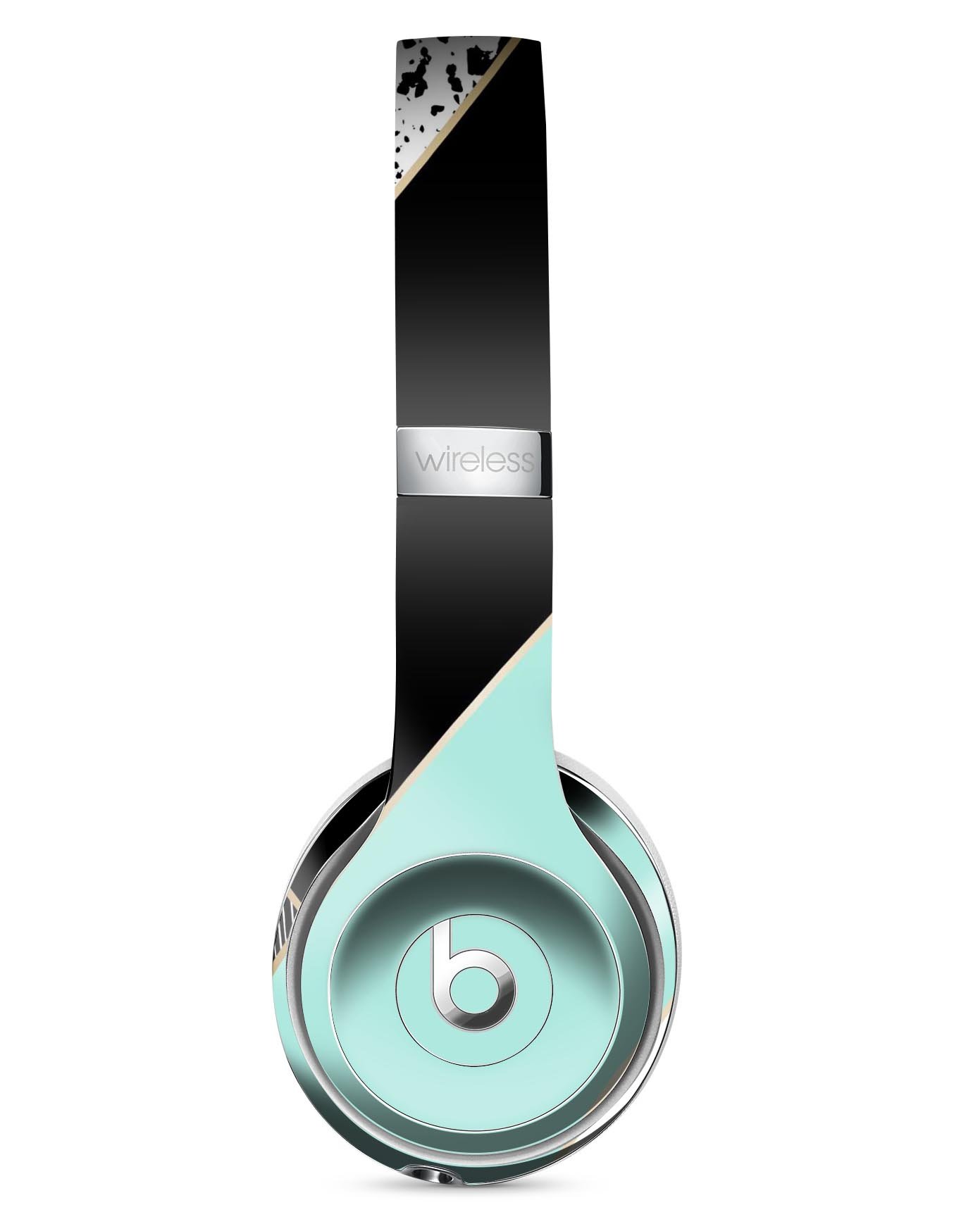 Minimalistic mint and gold striped skin decal wrap for Beats by Dre headphones, showcasing a sleek design and premium finish.