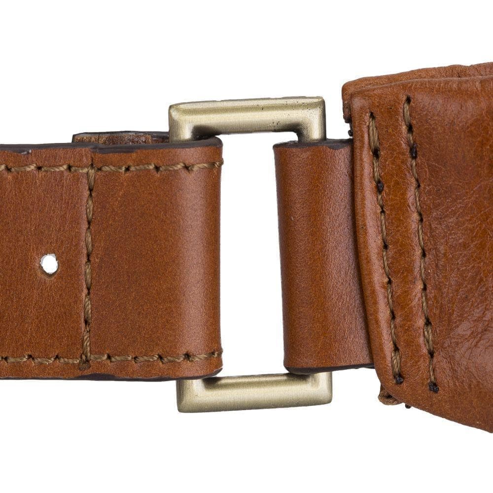 Minoan Genuine Leather Waist Bag showcasing its stylish design and adjustable strap, perfect for both men and women.