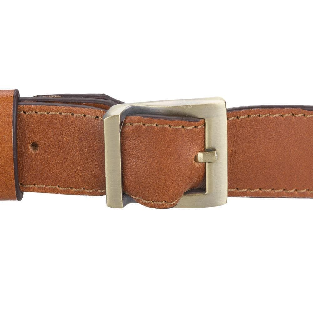 Minoan Genuine Leather Waist Bag showcasing its stylish design and adjustable strap, perfect for both men and women.