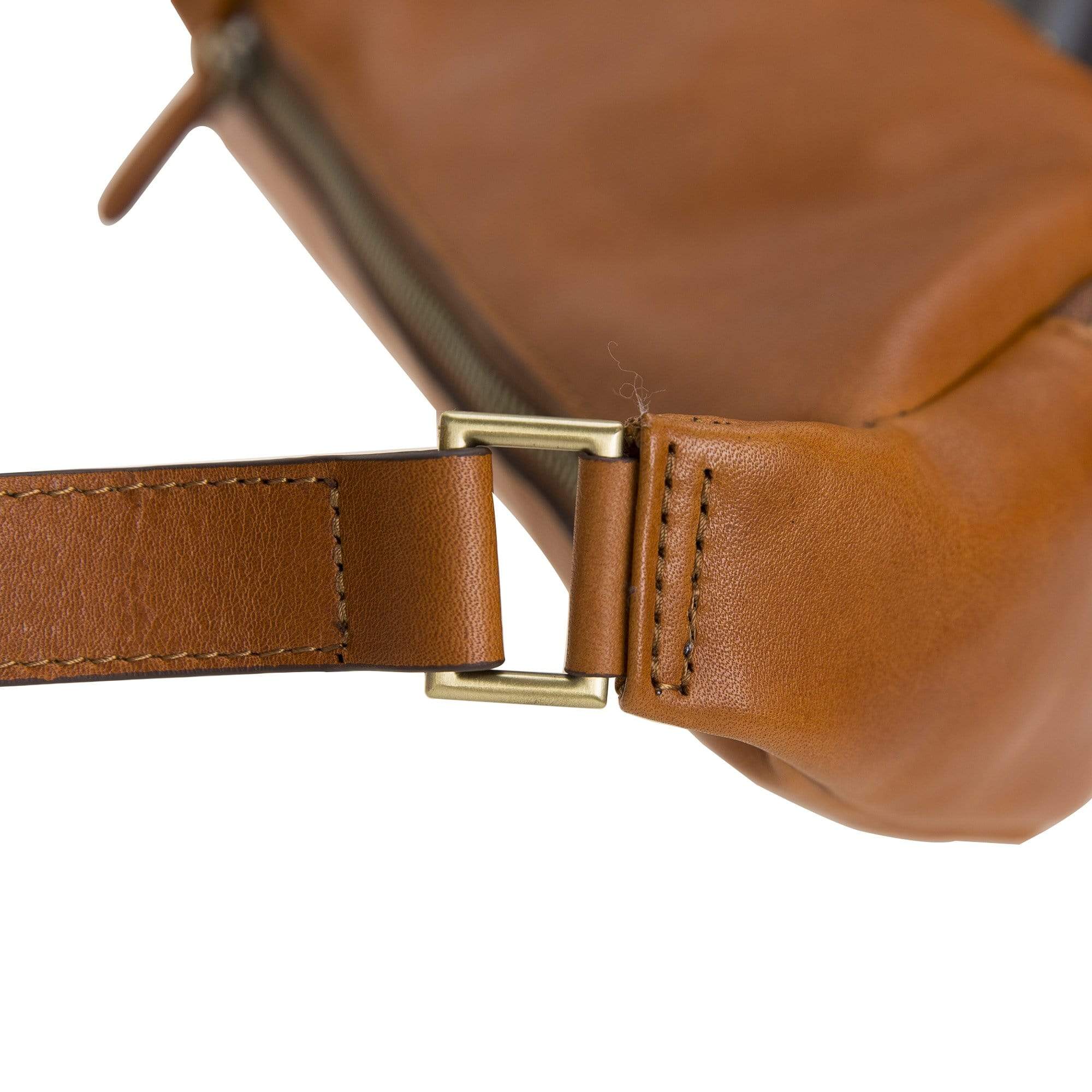 Minoan Genuine Leather Waist Bag showcasing its stylish design and adjustable strap, perfect for both men and women.