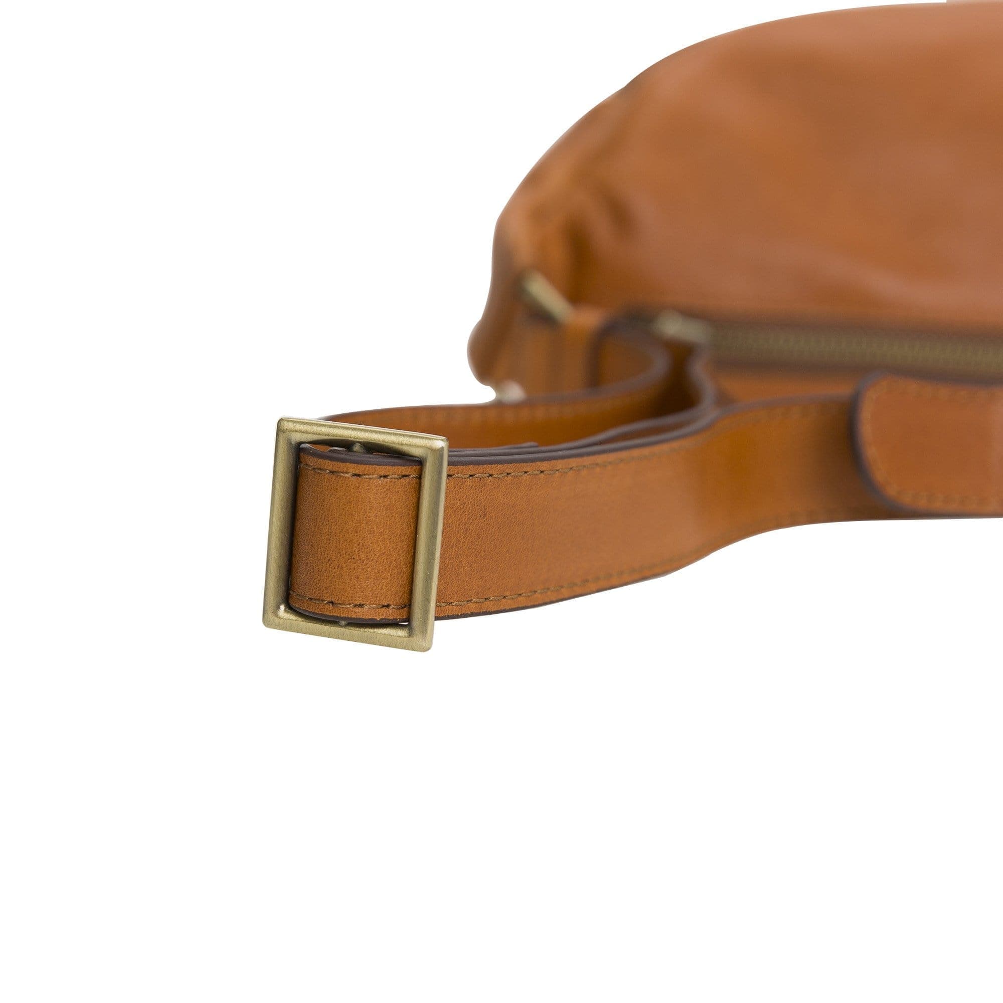 Minoan Genuine Leather Waist Bag showcasing its stylish design and adjustable strap, perfect for both men and women.