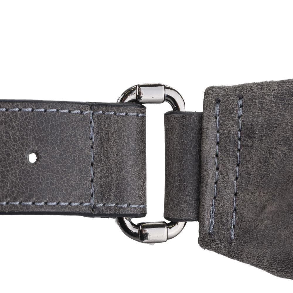 Minoan Genuine Leather Waist Bag showcasing its stylish design and adjustable strap, perfect for both men and women.