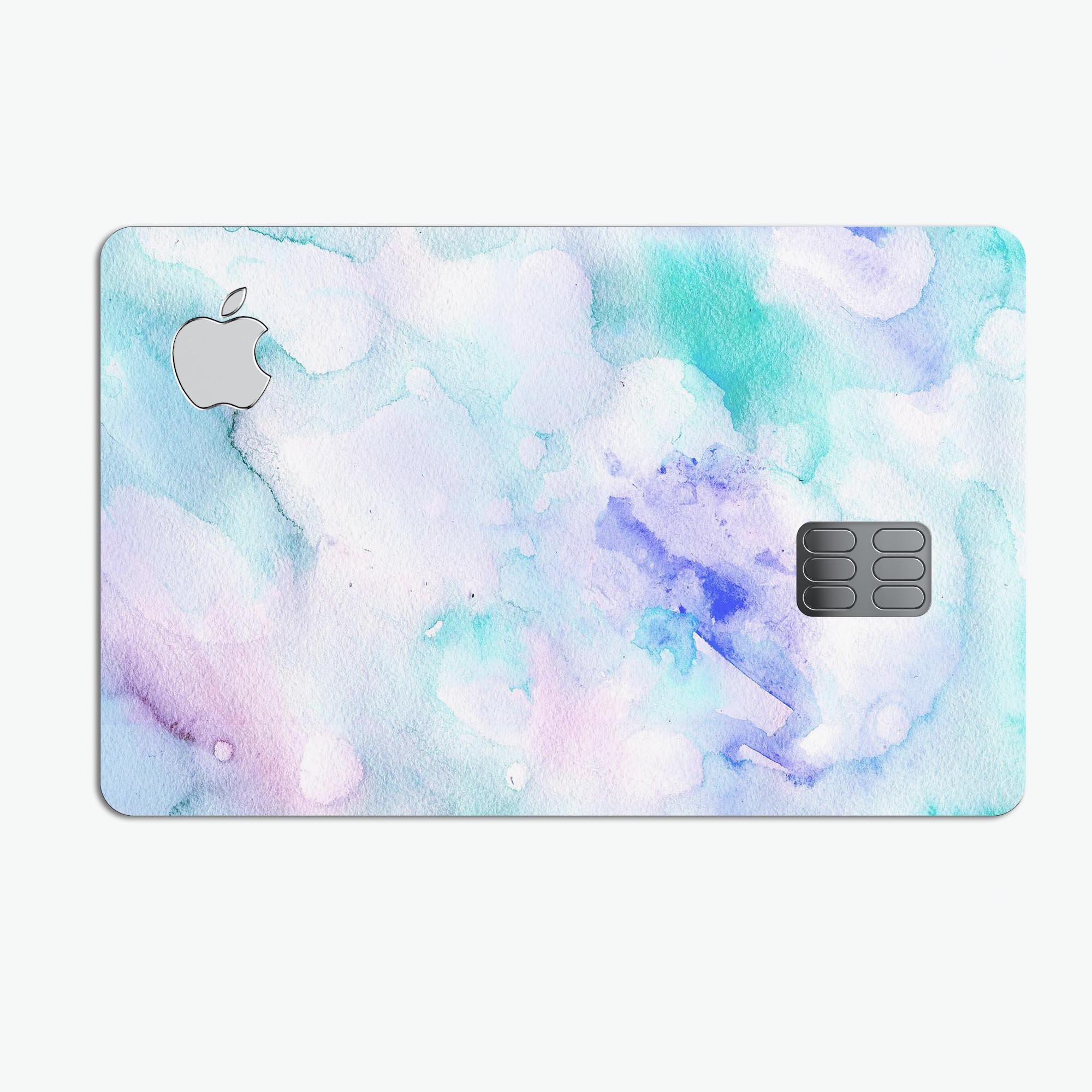 Mint 9 Absorbed Watercolor Texture skin for Apple Card, showcasing vibrant colors and a protective design.