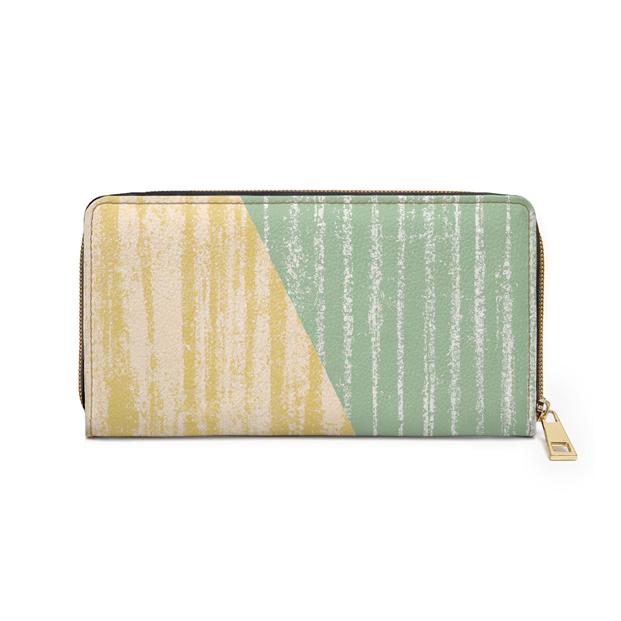 Mint Green Textured Look Boho Print Women's Zipper Wallet Clutch Purse with multiple compartments and stylish design.