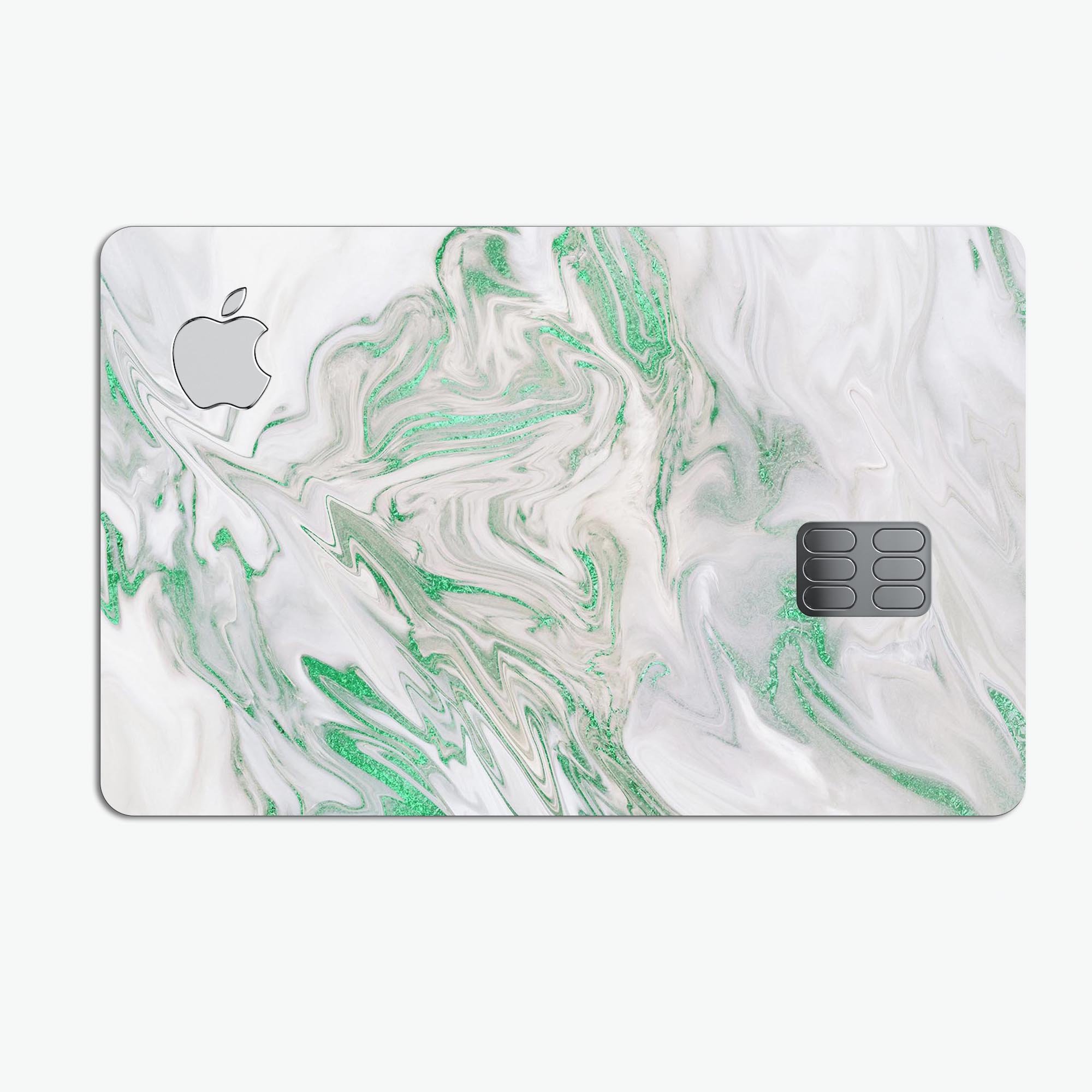 Mint Marble and Digital Gold Foil V10 decal for Apple Card, showcasing a stylish design with premium protective features.