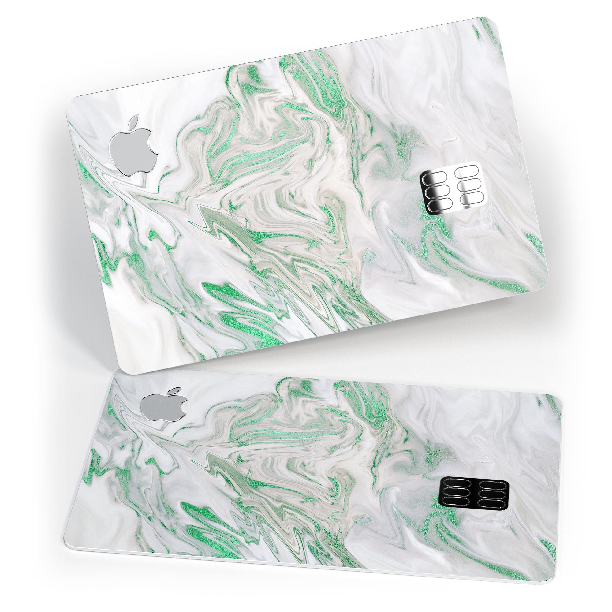 Mint Marble and Digital Gold Foil V10 decal for Apple Card, showcasing a stylish design with premium protective features.