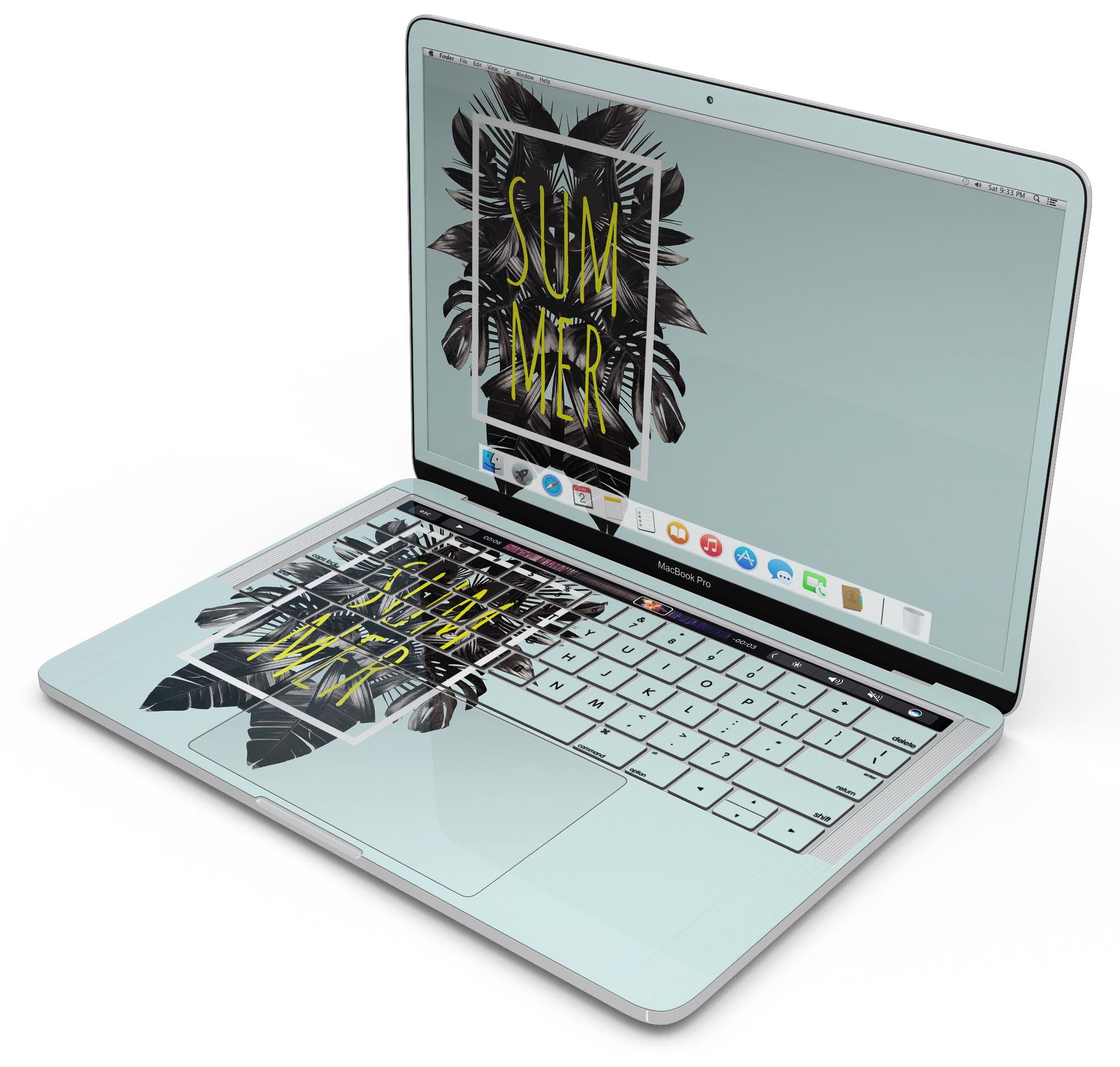 Mint Summer Time Skin Decal Wrap Kit for Apple MacBook, showcasing a vibrant mint design that enhances the device's appearance.