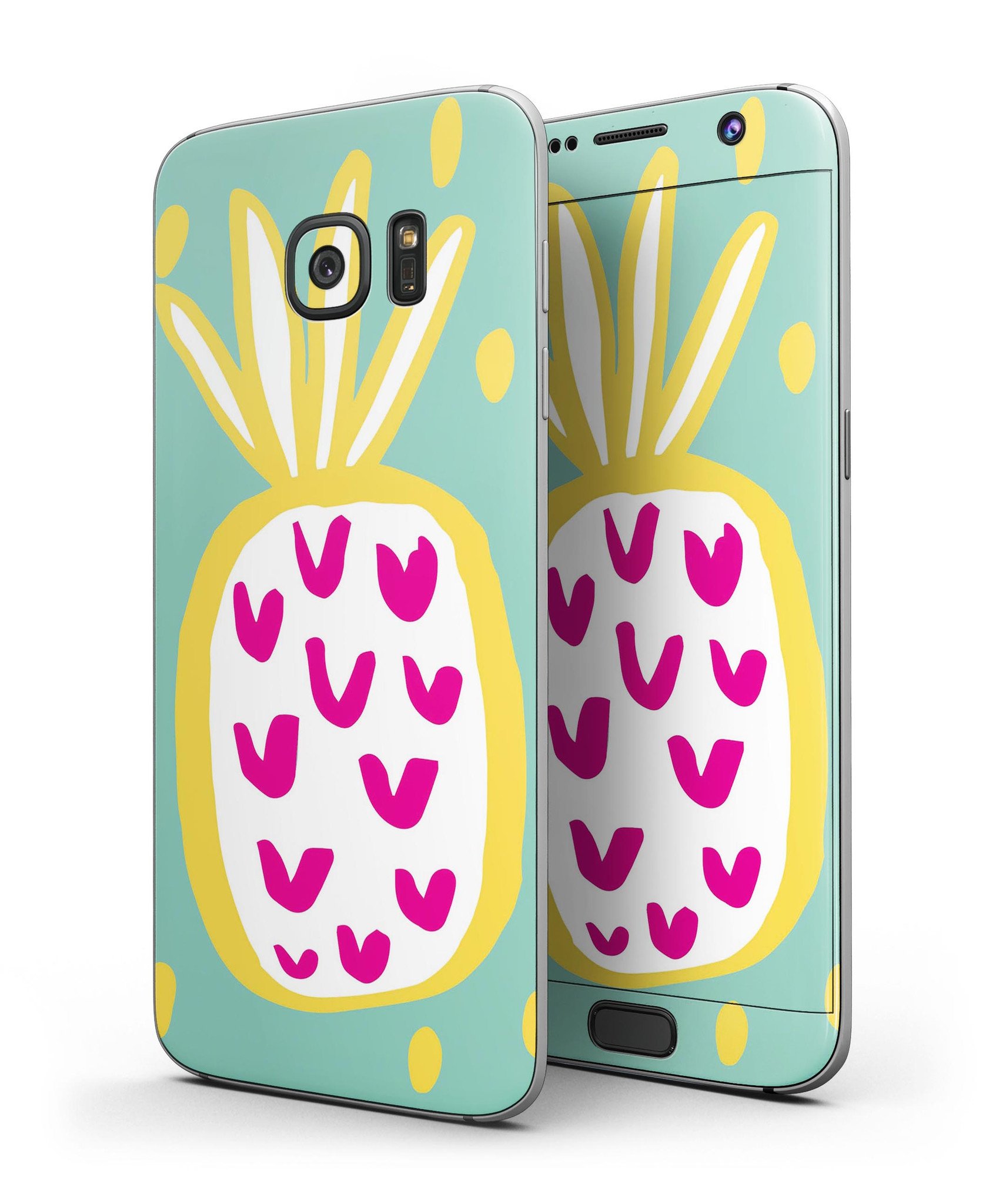 Mint v3 Pineapple Skin-Kit for Samsung Galaxy S7, showcasing vibrant pineapple design and premium vinyl material.