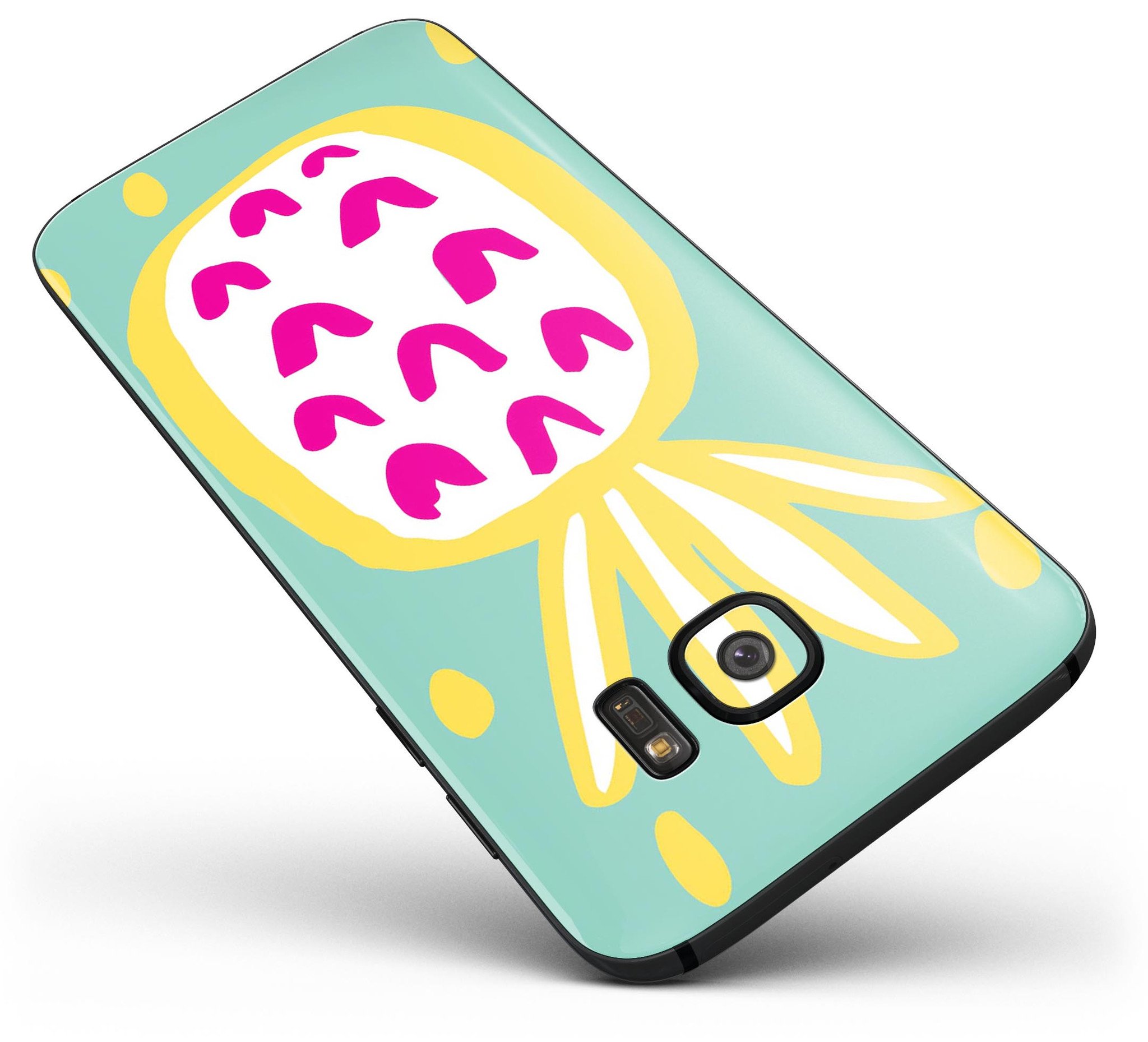 Mint v3 Pineapple Skin-Kit for Samsung Galaxy S7, showcasing vibrant pineapple design and premium vinyl material.