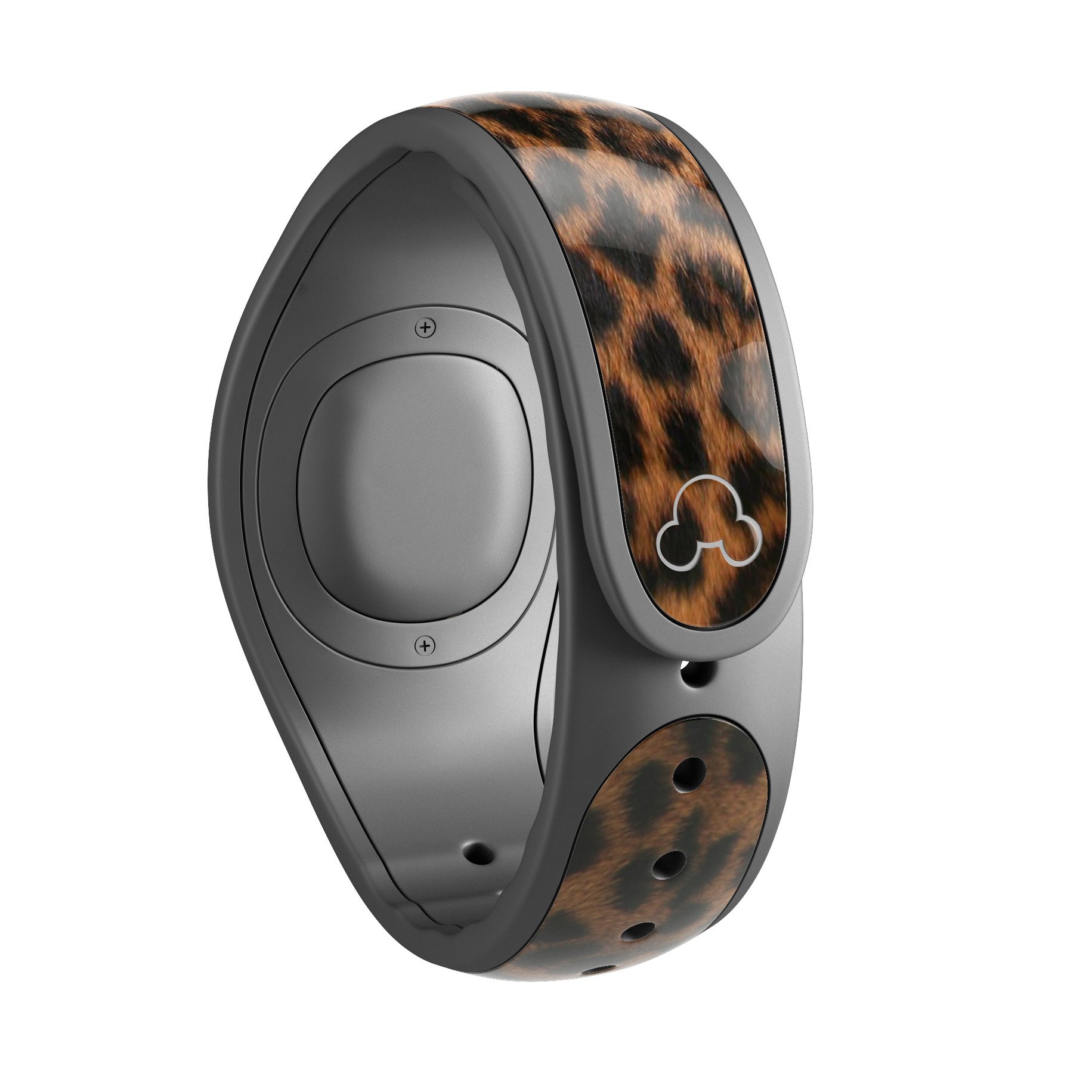 Mirrored Leopard Hide decal skin wrap kit for Disney Magic Band, showcasing a stylish and trendy design with a glossy finish.