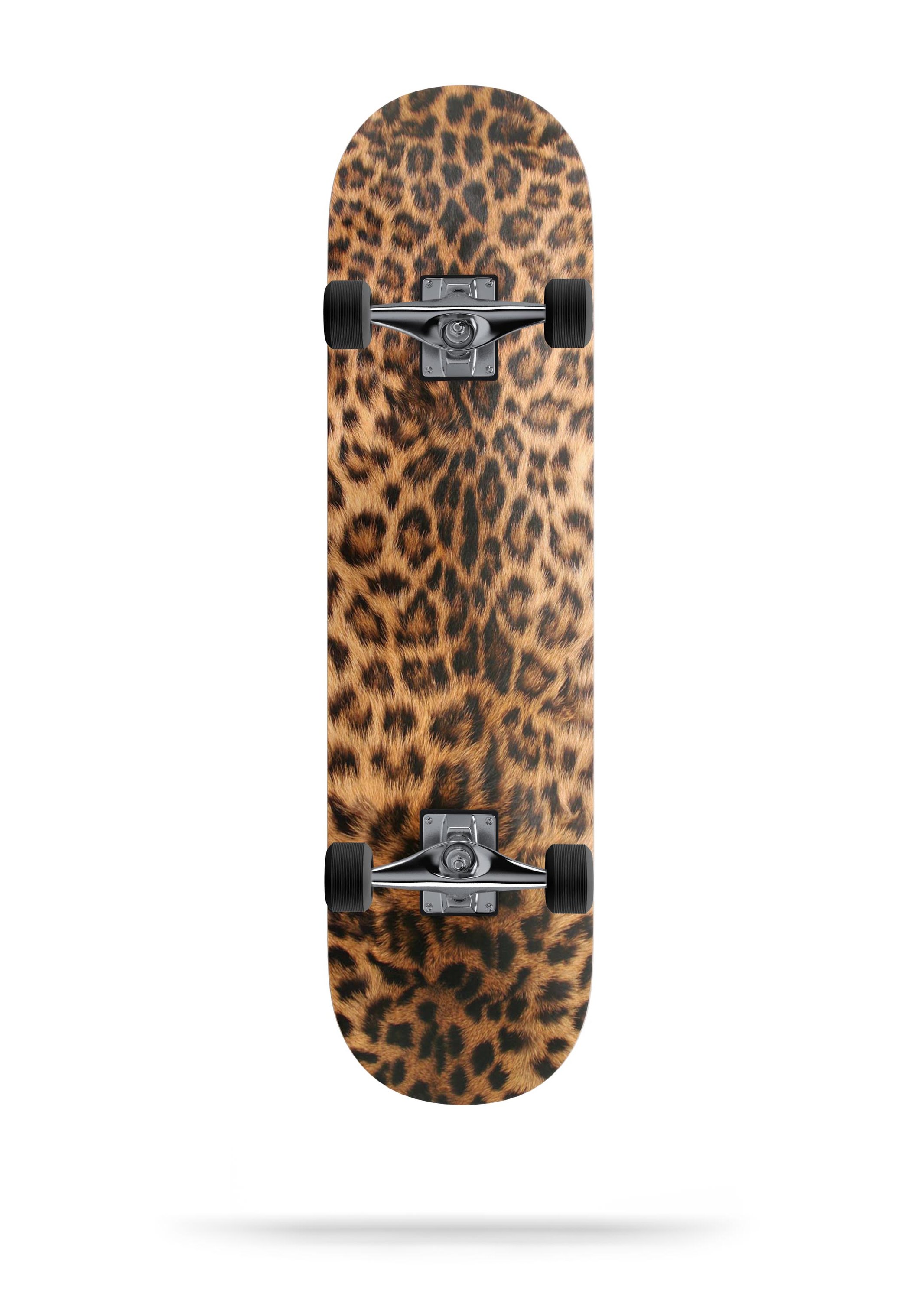 Mirrored Leopard Hide skateboard skin decal wrap kit showcasing a stylish design and premium quality finish.