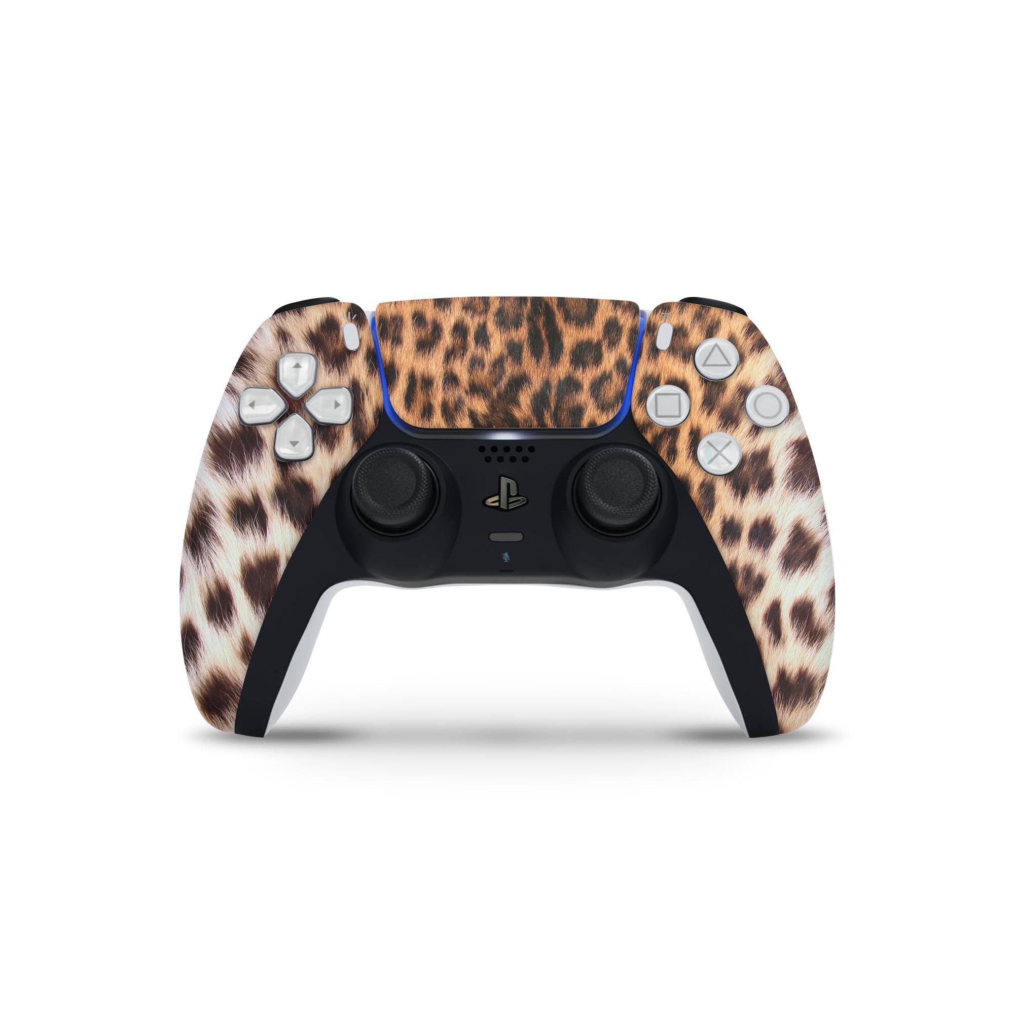 Mirrored Leopard Hide skin decal wrap kit for Sony PS5, showcasing a stylish design that fits snugly on the console.