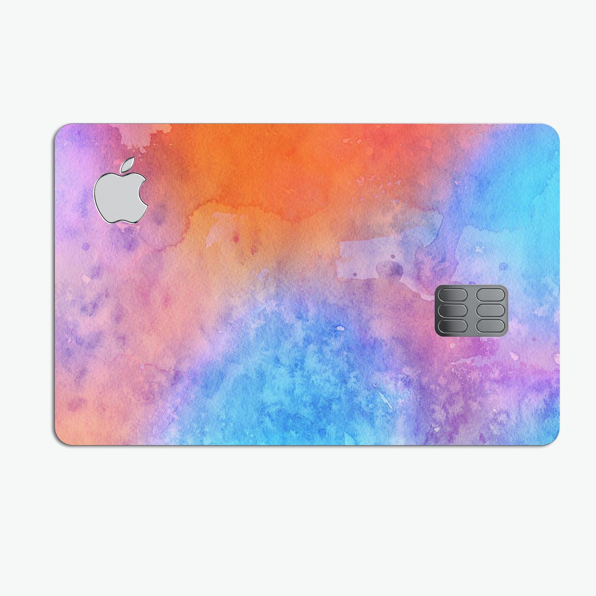 Mixed 8652 Absorbed Watercolor Texture decal applied on an Apple Card, showcasing its vibrant design and premium finish.