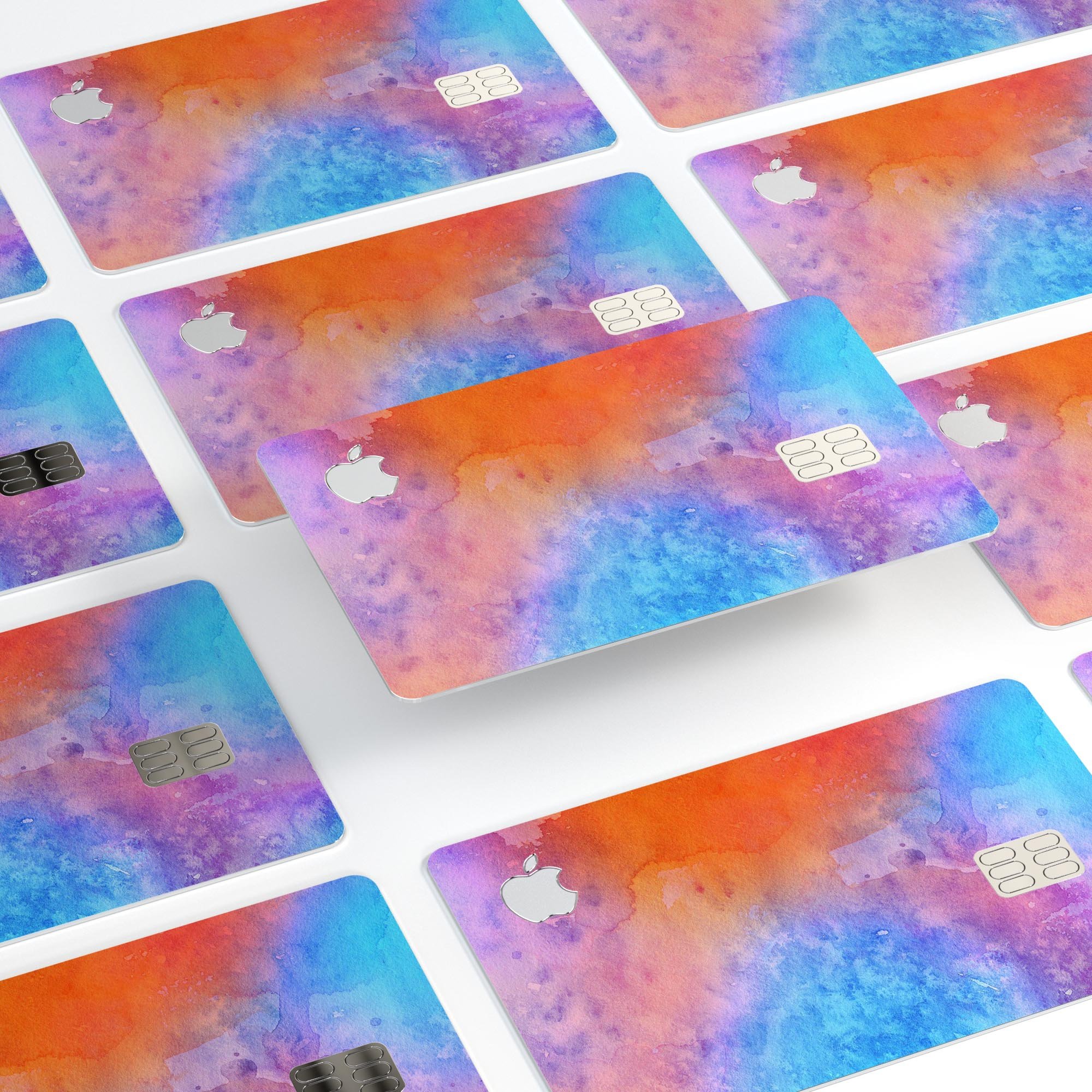 Mixed 8652 Absorbed Watercolor Texture decal applied on an Apple Card, showcasing its vibrant design and premium finish.