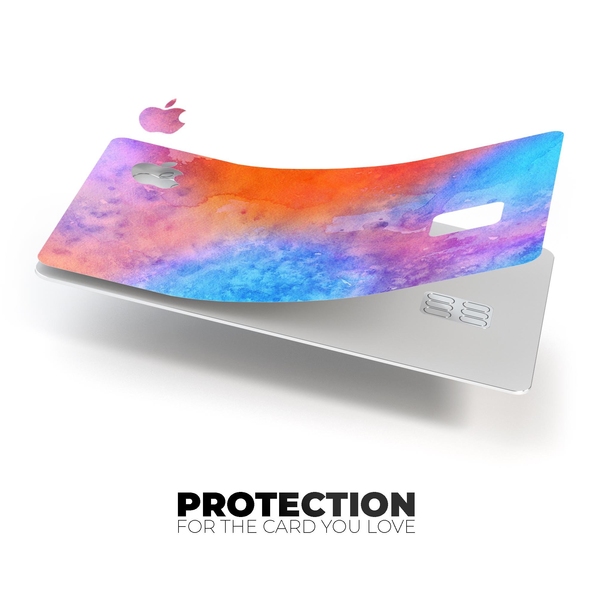 Mixed 8652 Absorbed Watercolor Texture decal applied on an Apple Card, showcasing its vibrant design and premium finish.