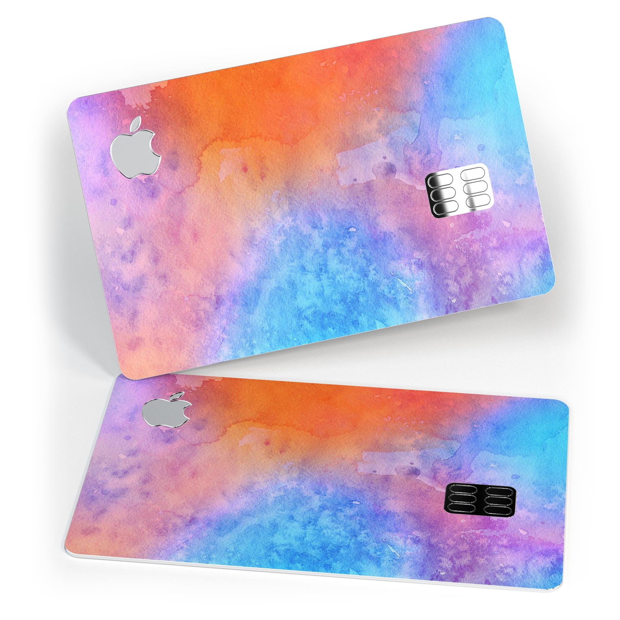 Mixed 8652 Absorbed Watercolor Texture decal applied on an Apple Card, showcasing its vibrant design and premium finish.