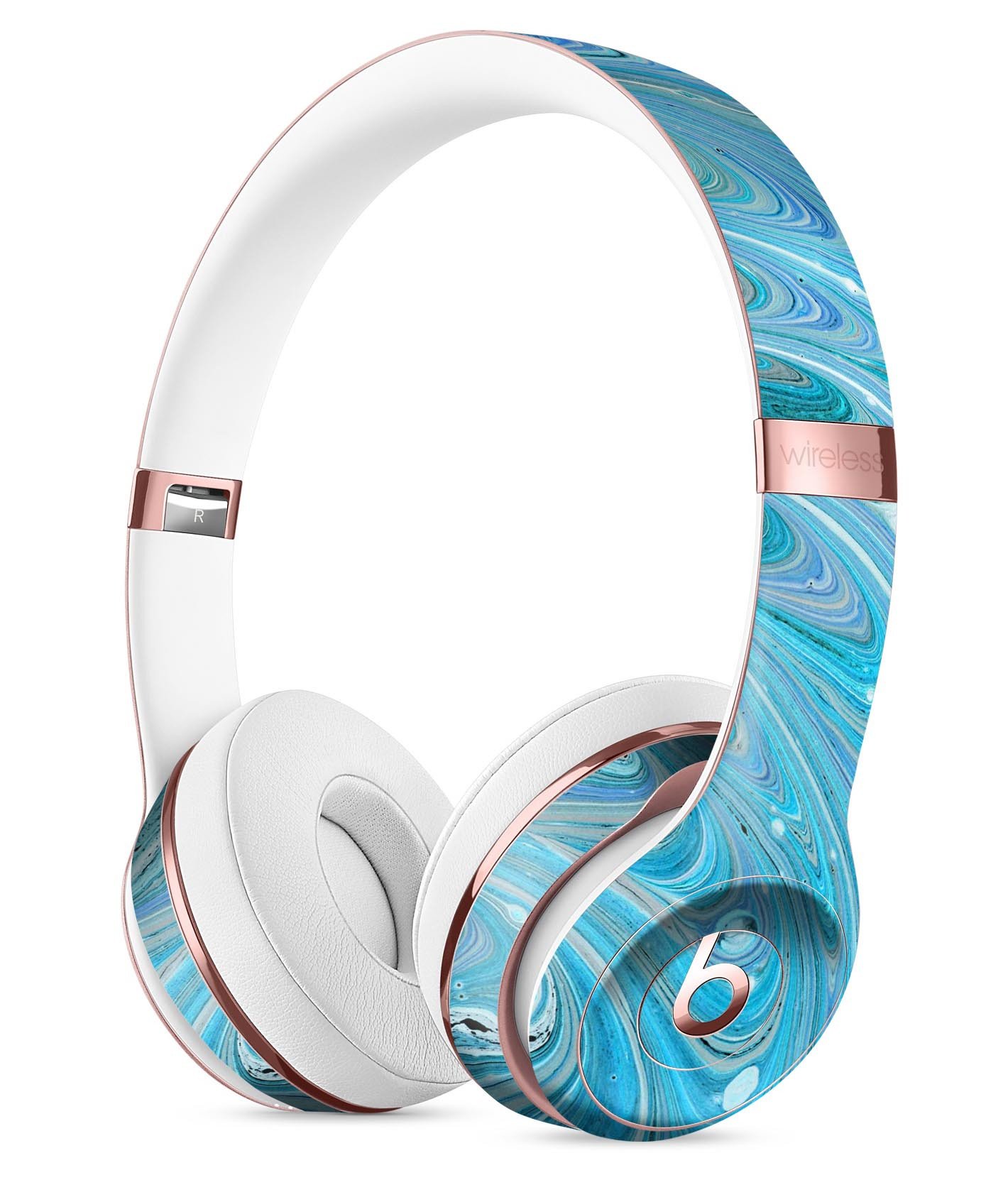 Mixed Blue Oil Full-Body Skin Kit for Beats by Dre Solo 3 Wireless headphones, showcasing vibrant colors and a sleek design.