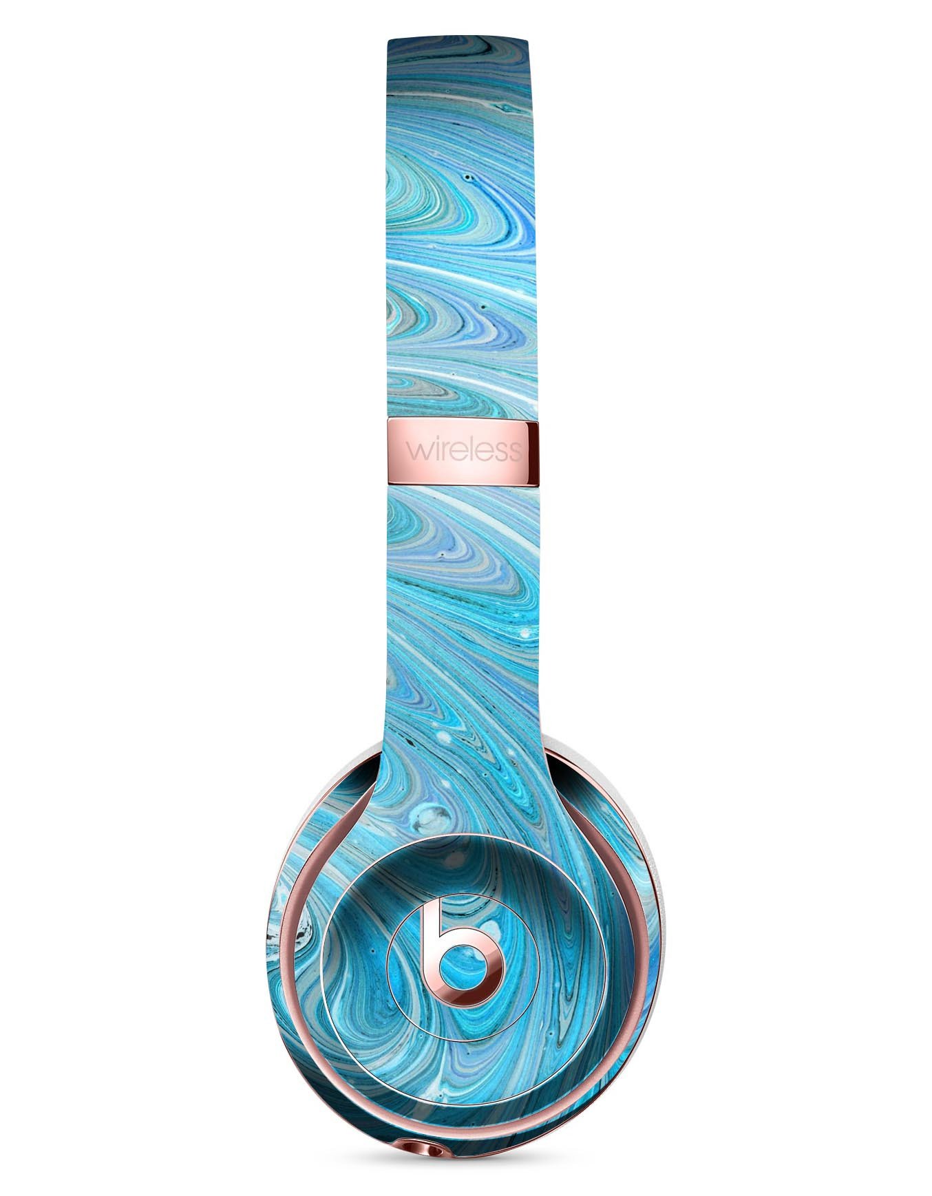 Mixed Blue Oil Full-Body Skin Kit for Beats by Dre Solo 3 Wireless headphones, showcasing vibrant colors and a sleek design.