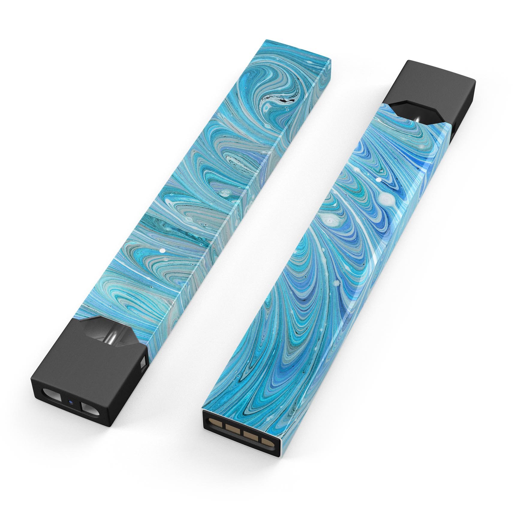 Mixed Blue Oil skin-wrap sticker designed for JUUL vaping device, showcasing vibrant colors and precise cut for a perfect fit.