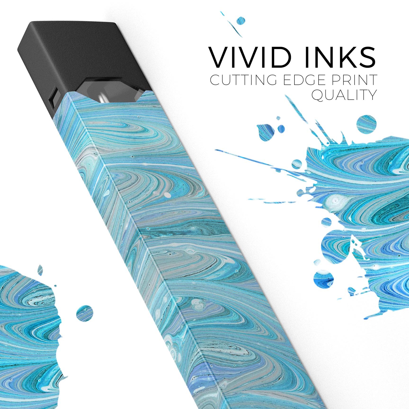 Mixed Blue Oil skin-wrap sticker designed for JUUL vaping device, showcasing vibrant colors and precise cut for a perfect fit.