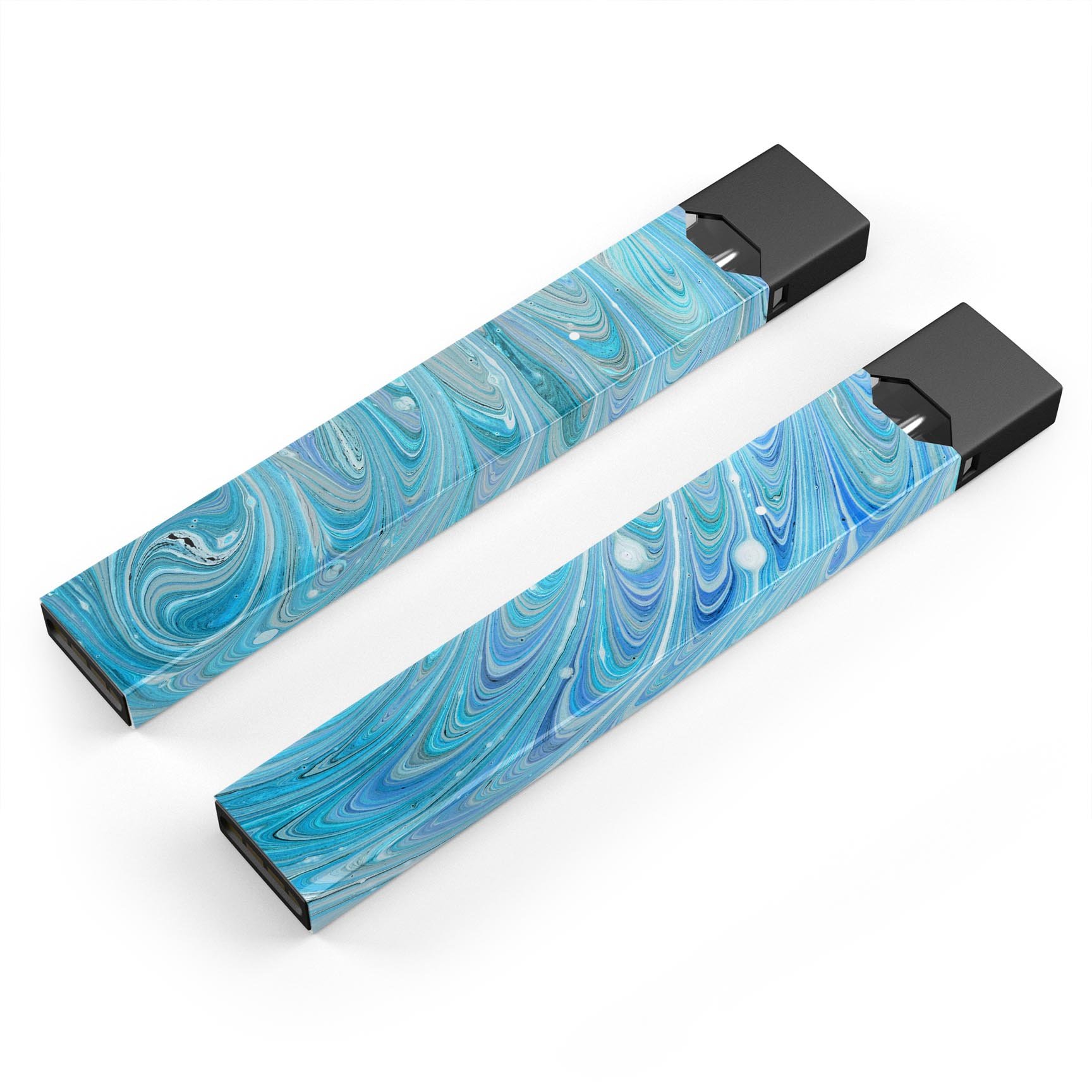 Mixed Blue Oil skin-wrap sticker designed for JUUL vaping device, showcasing vibrant colors and precise cut for a perfect fit.