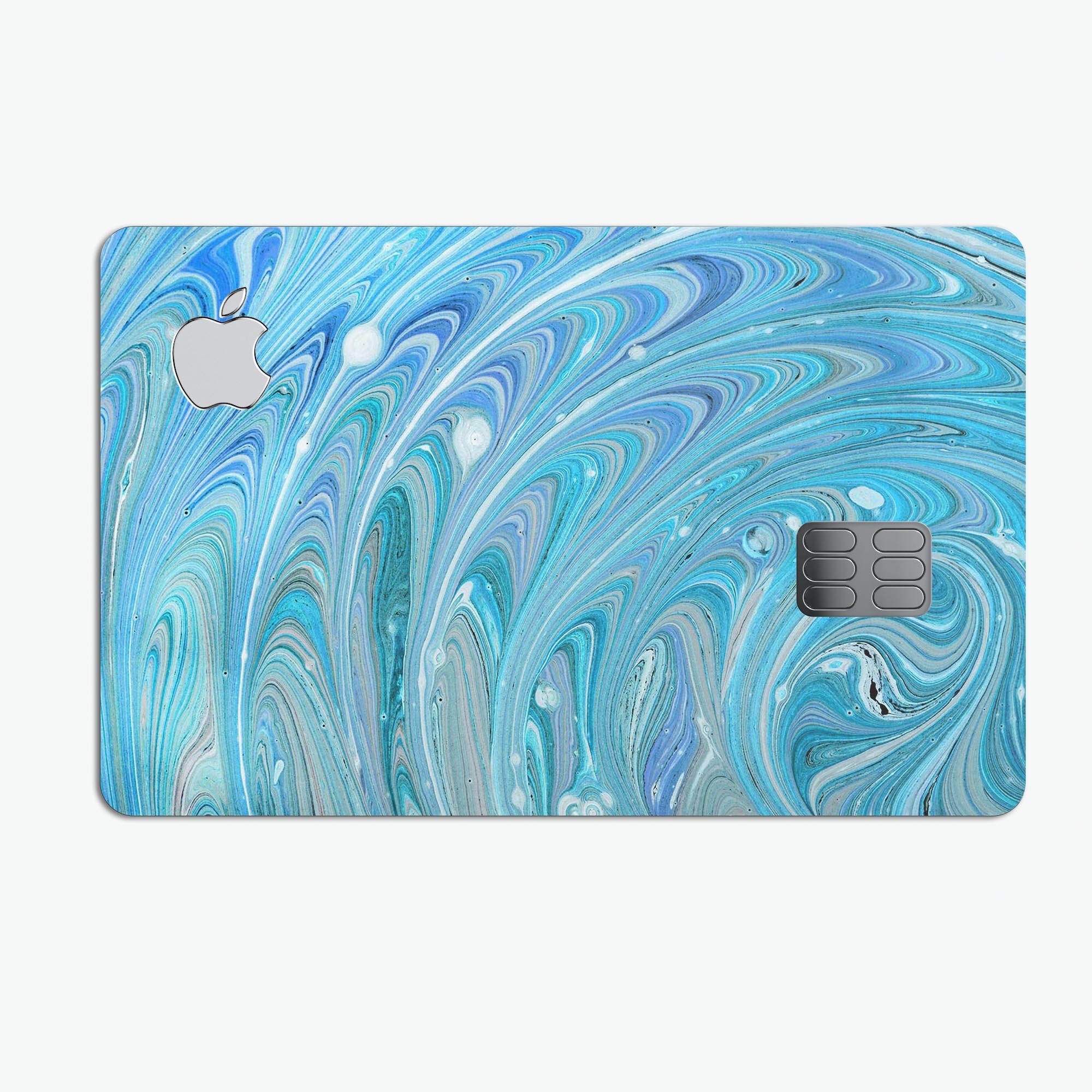 Mixed Blue Oil skin kit for Apple Card, showcasing premium vinyl design and bubble-free installation features.