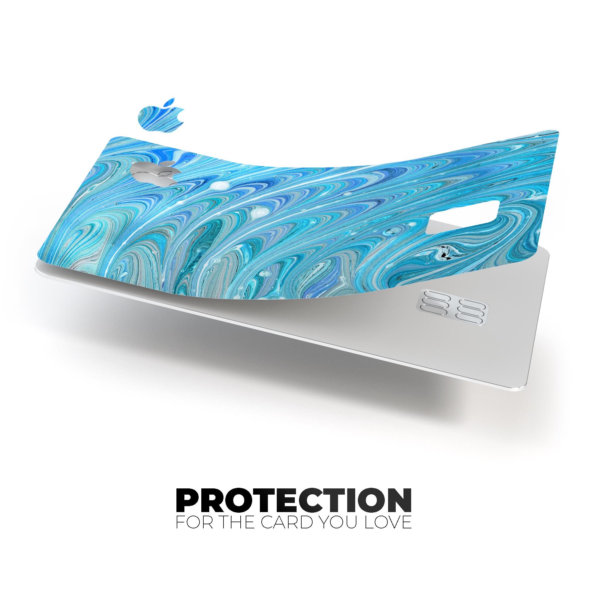 Mixed Blue Oil skin kit for Apple Card, showcasing premium vinyl design and bubble-free installation features.