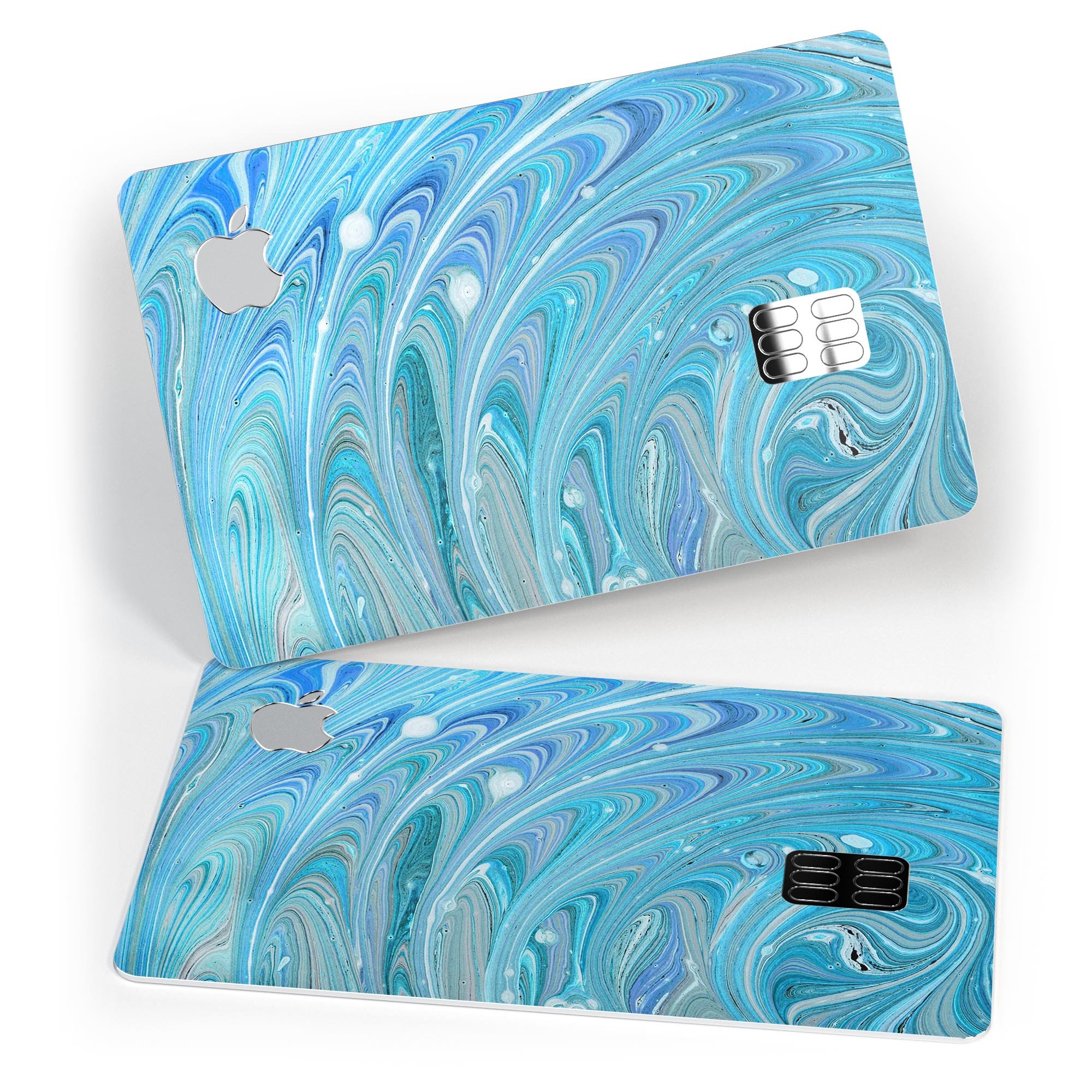 Mixed Blue Oil skin kit for Apple Card, showcasing premium vinyl design and bubble-free installation features.