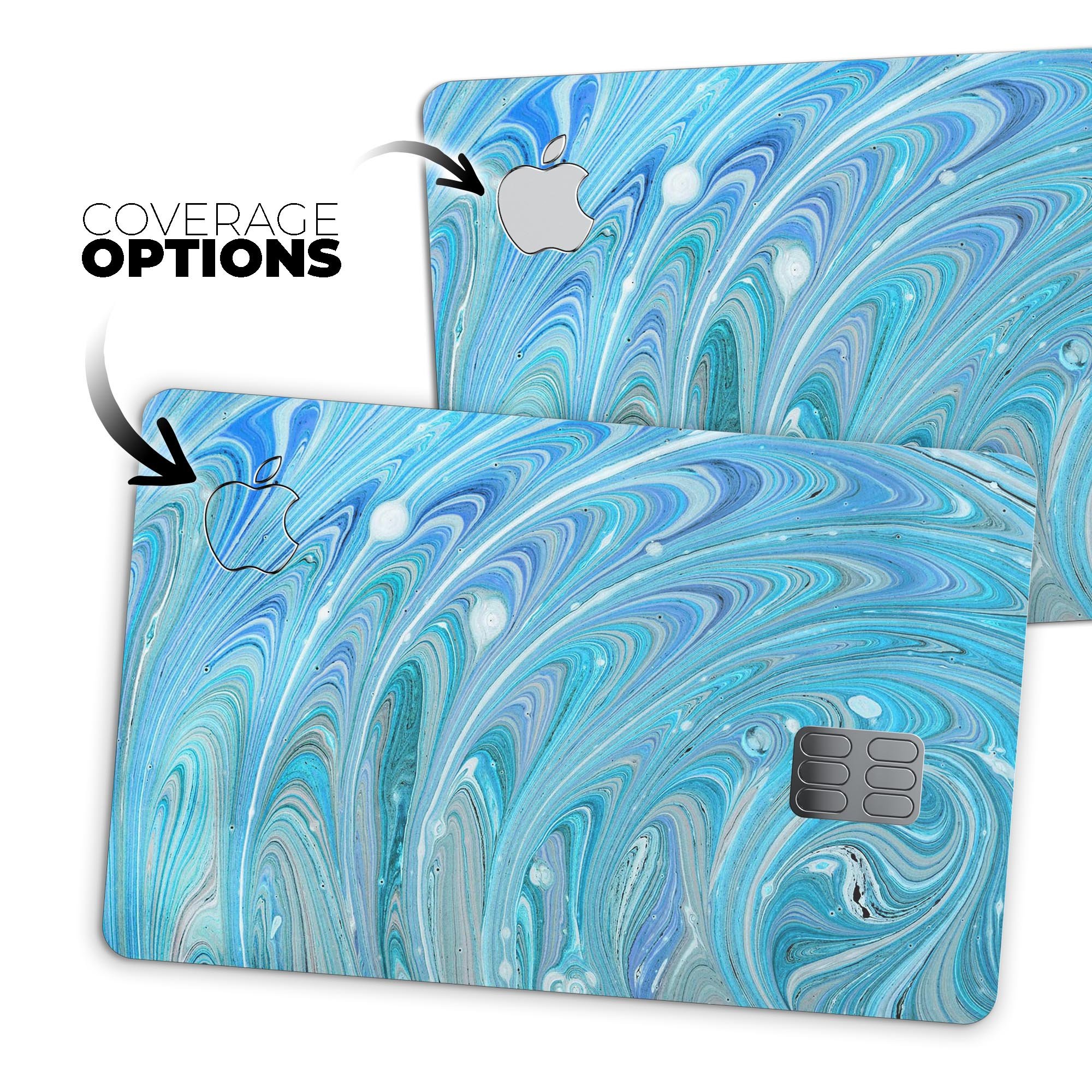 Mixed Blue Oil skin kit for Apple Card, showcasing premium vinyl design and bubble-free installation features.