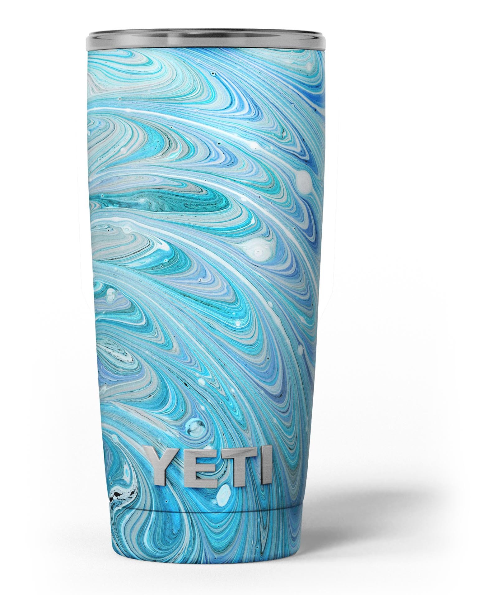 Mixed Blue Oil Skin Decal Vinyl Wrap Kit for Yeti Coolers, showcasing a vibrant design that enhances the cooler's appearance.