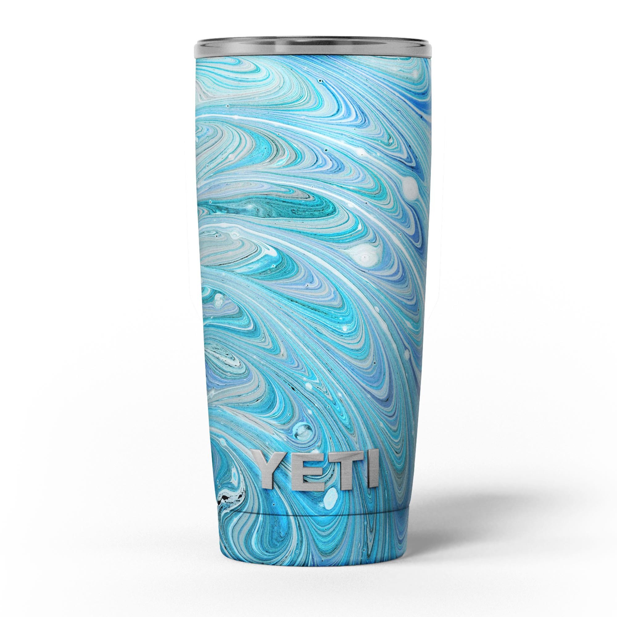 Mixed Blue Oil Skin Decal Vinyl Wrap Kit for Yeti Coolers, showcasing a vibrant design that enhances the cooler's appearance.