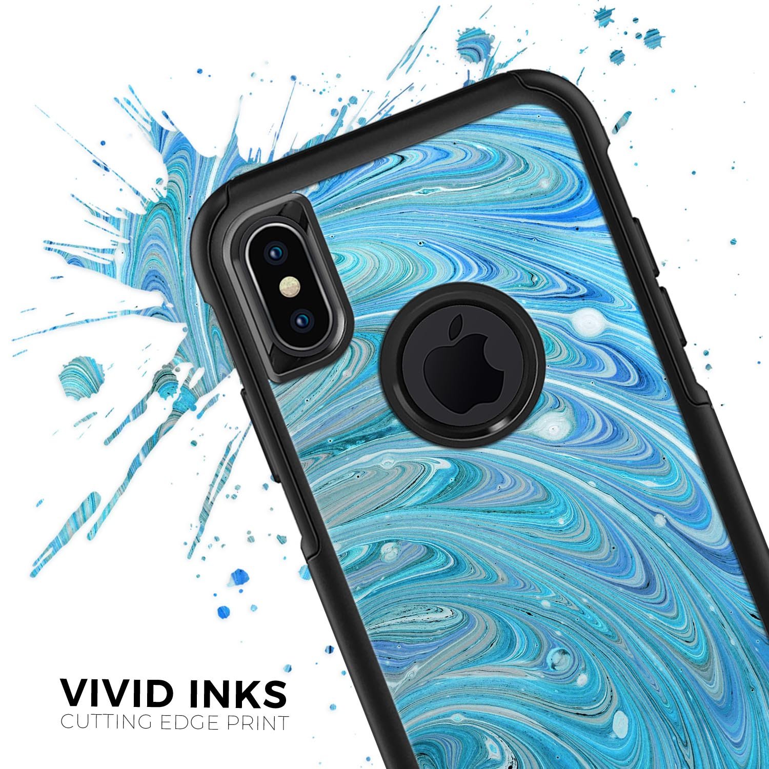 Mixed Blue Oil Skin Kit designed for iPhone OtterBox cases, showcasing vibrant colors and premium materials for enhanced protection.